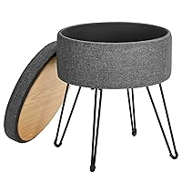 SONGMICS Sgabello Pouf Contenitore, Cassapanca Rotonda