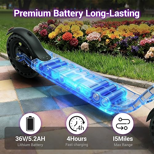 Vista 45 de Electric Scooter for Adults, Folding E Scooter with 350W/500W Motor 16-24 Mph Top Speed, Max 15-60 Miles Long Range, 6.5''/8.5''/10''/14'' Solid