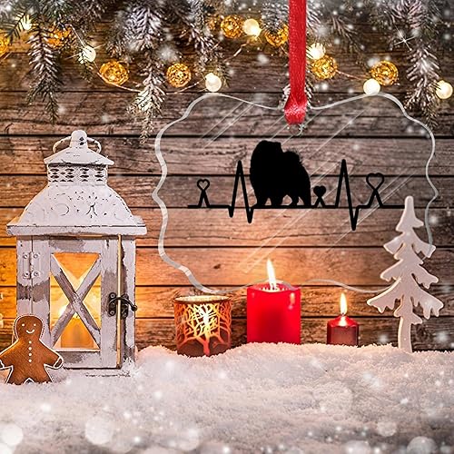 Miniatura 5 de Swavecat Chow Chow - Silueta de perro, latido del corazón, adorno de Navidad, recuerdo de Chow Chow, corazón salvavidas, acrílico para árbol de