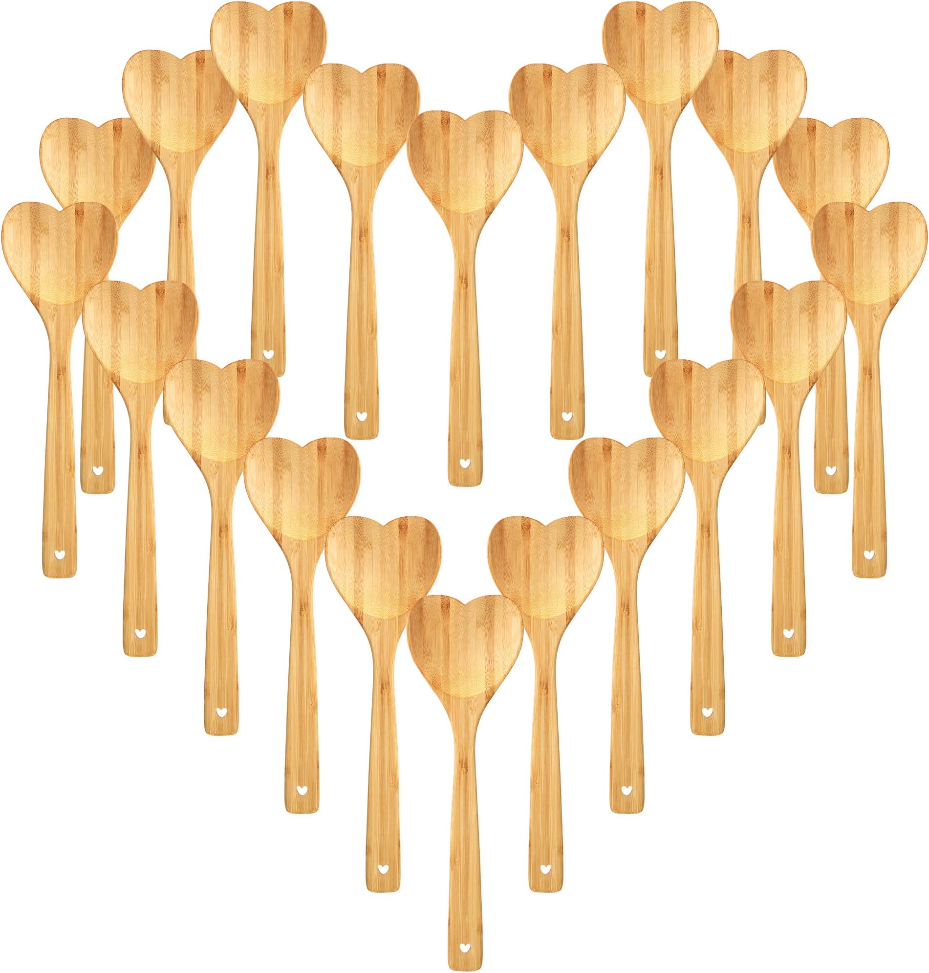 Amazon.com: Heart Shaped Wooden Spoon 12 Inch Bamboo Kitchen Utensils ...