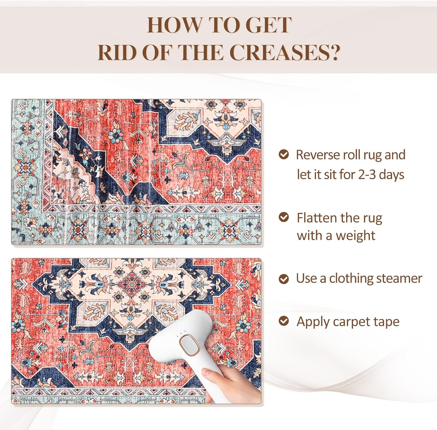 5 x 7 Area Rug for Living Room, Washable Vintage Farmhouse Rug, Indoor Non-Slip Print Accent Rugs for Bedroom, Low Pile Rugs Carpet for Living Room Dining Room Kitchen