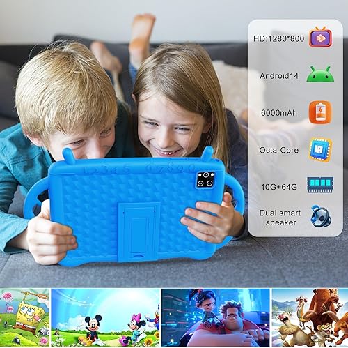 Miniatura 4 de Semeakoko Tablet para niños Android 14 de 10 pulgadas con mango a prueba de golpes, octa-core 10GB+64GB, pantalla HD de 1280 x 800, controles