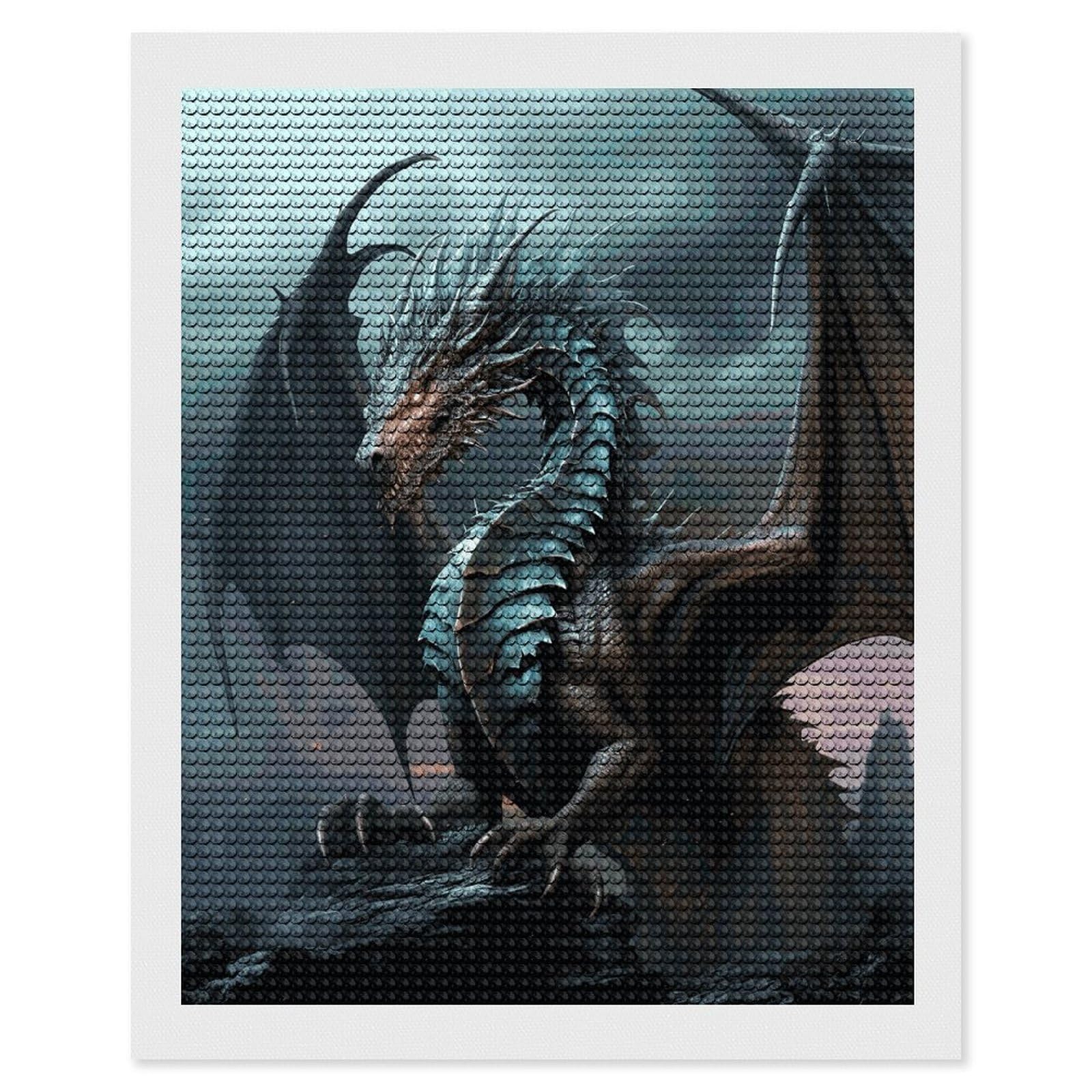 Cool Dragon Diamond Art Kits for Adult Round Full Drill Diamond Dots Paintings for Beginner Picture Art DIY Diamond Painting Kits 5D Diamond Art Painting for Home Wall Decor 16"x20"