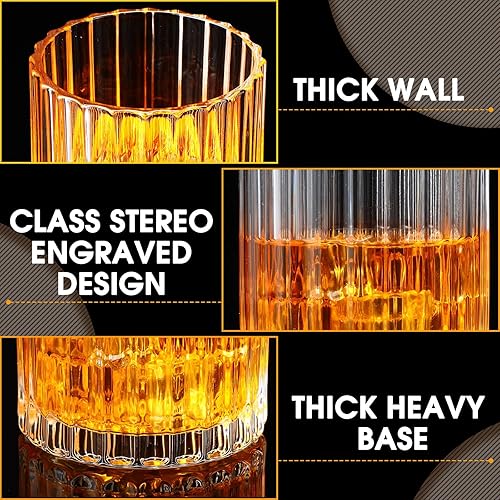Miniatura 3 de Mimorou Paquete de 12 vasos de whisky de 10 onzas, vasos de estilo antiguo para bar y fiesta, vidrio de bourbon, vaso de rocas, licor de cóctel,