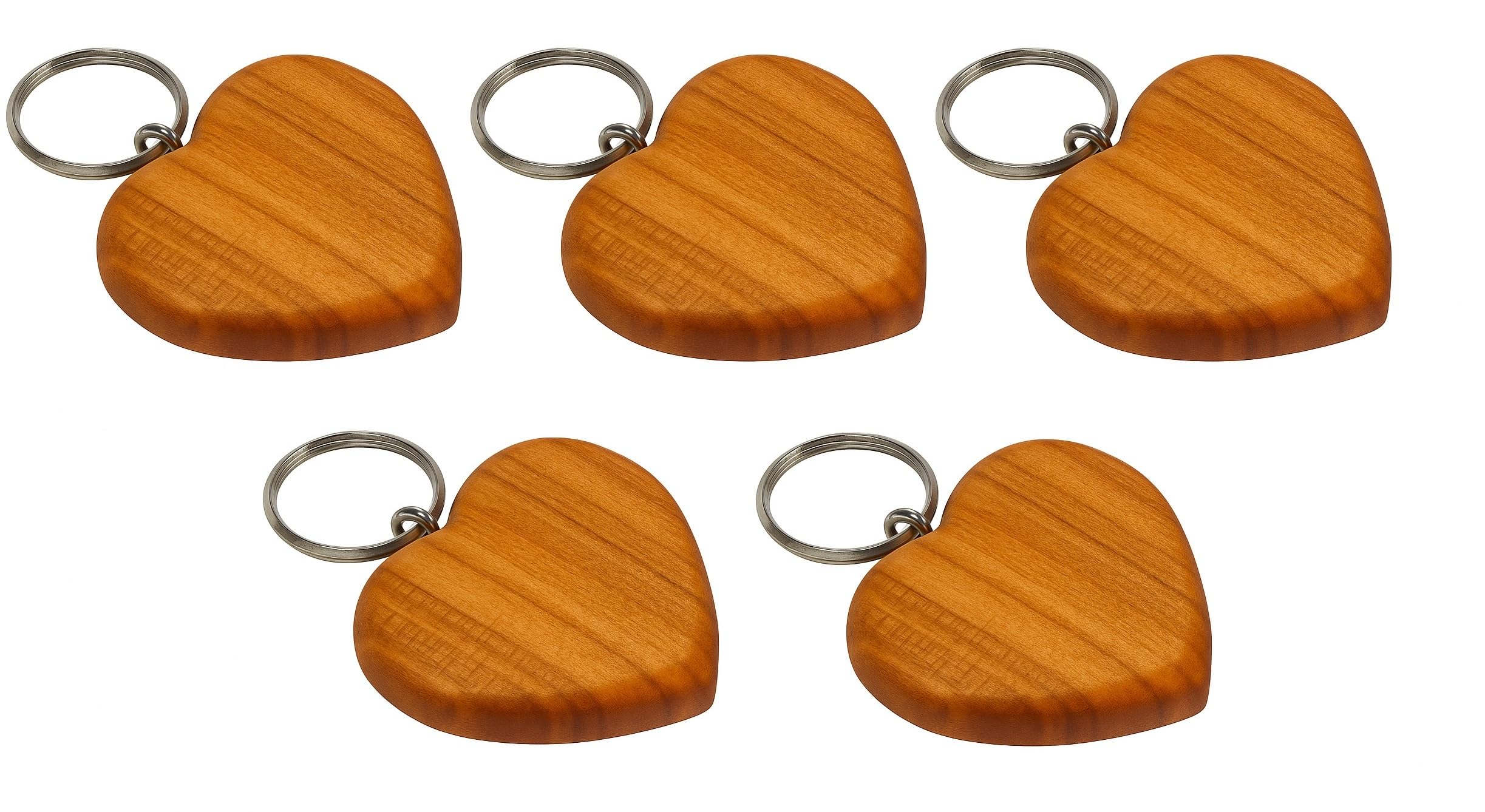 Wooden World Unisex Raw - 5X Wooden Key Rings Little Heart Shape Wood Keyring Keychain Car Keys House 4 X 3.5 Cm