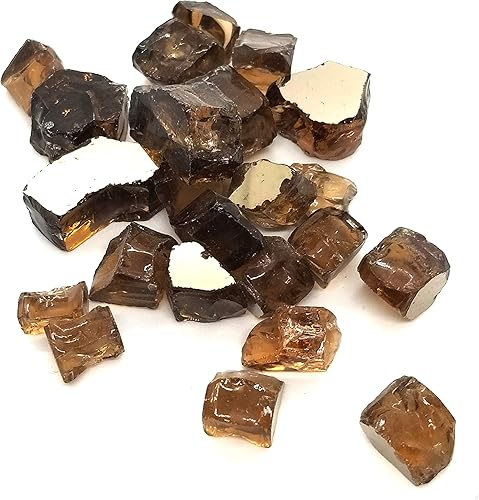 Miniatura 3 de Cristal de fuego mezclado reflectante ámbar y dorado de alta calidad, templado para hoguera y chimenea, 12 pulgada (brasas doradas)