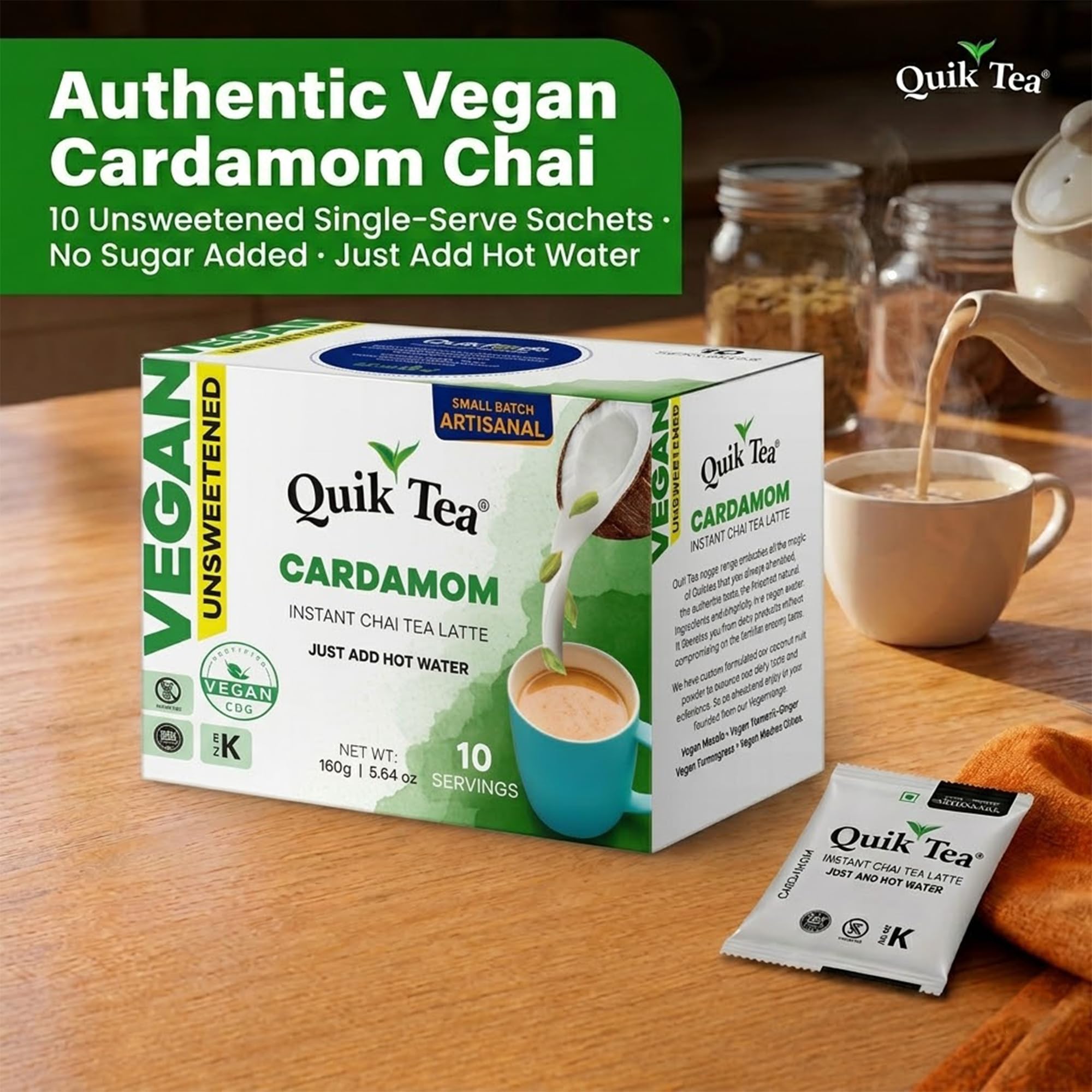 Amazon.com : QuikTea Vegan Instant Chai Tea Latte Mix, Cardamom