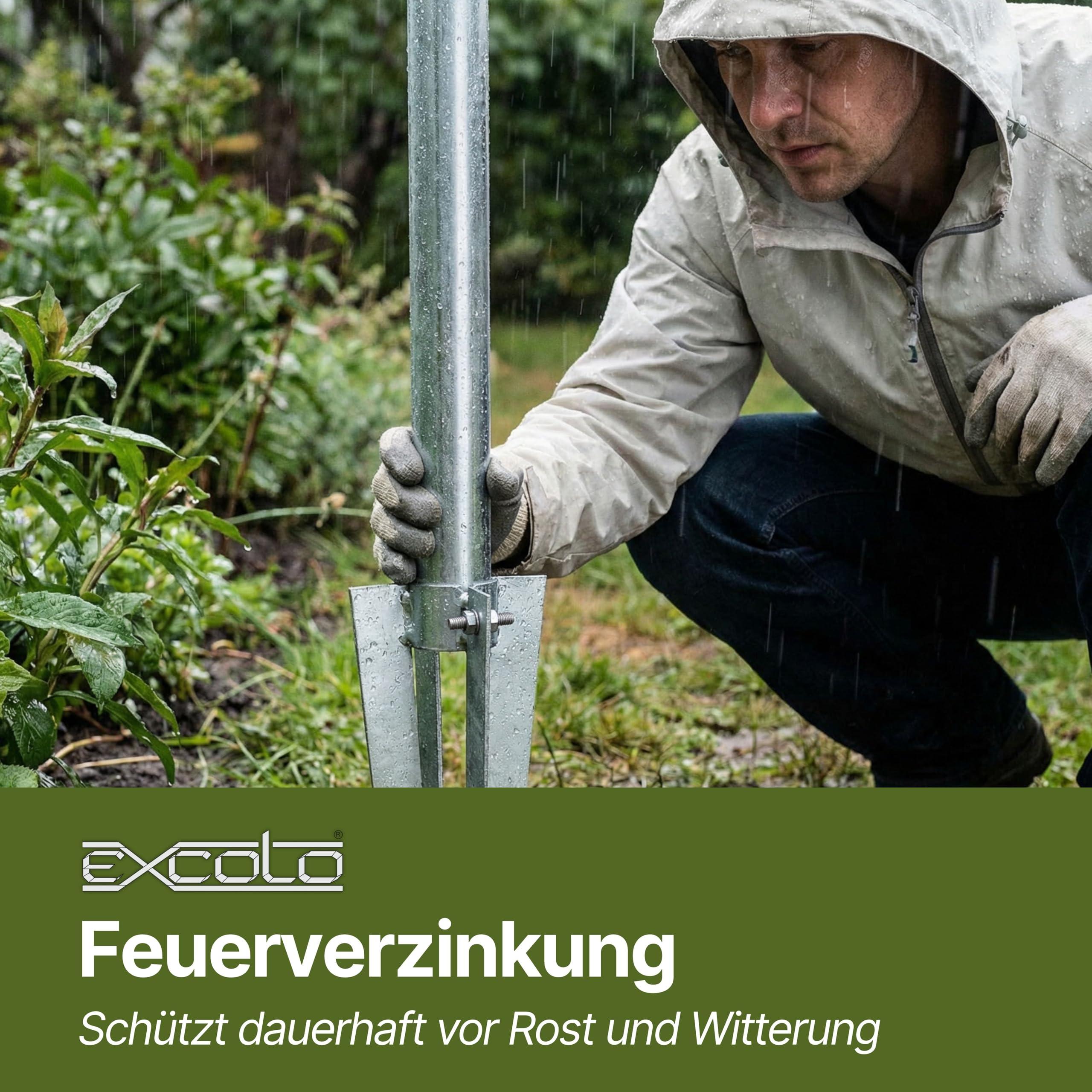 EXCOLO Einschlagbodenhülse Rund 80 mm – 10er Set – Feuerverzinkt – Einschlaghülse für Holzpfosten Ø 80 mm – Pfostenträger ohne Betonieren – Bodenhülse für Holzzaun & Lamellenzaun