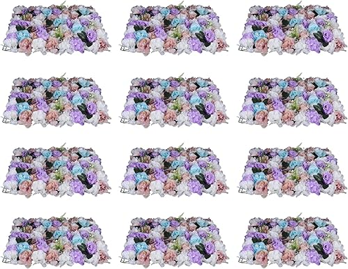 DNYSYSJ Pared de flores 12 unidades 2362 x 1575 x 079 pulgadas hortensias blancas realistas paneles de rosas de champán tela de seda