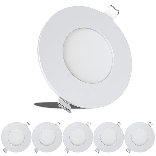5 Pack Leisure LED RV Boat Recessed Ceiling Light 240 Lumen Super Slim LED Panel Light DC 12V 3.375