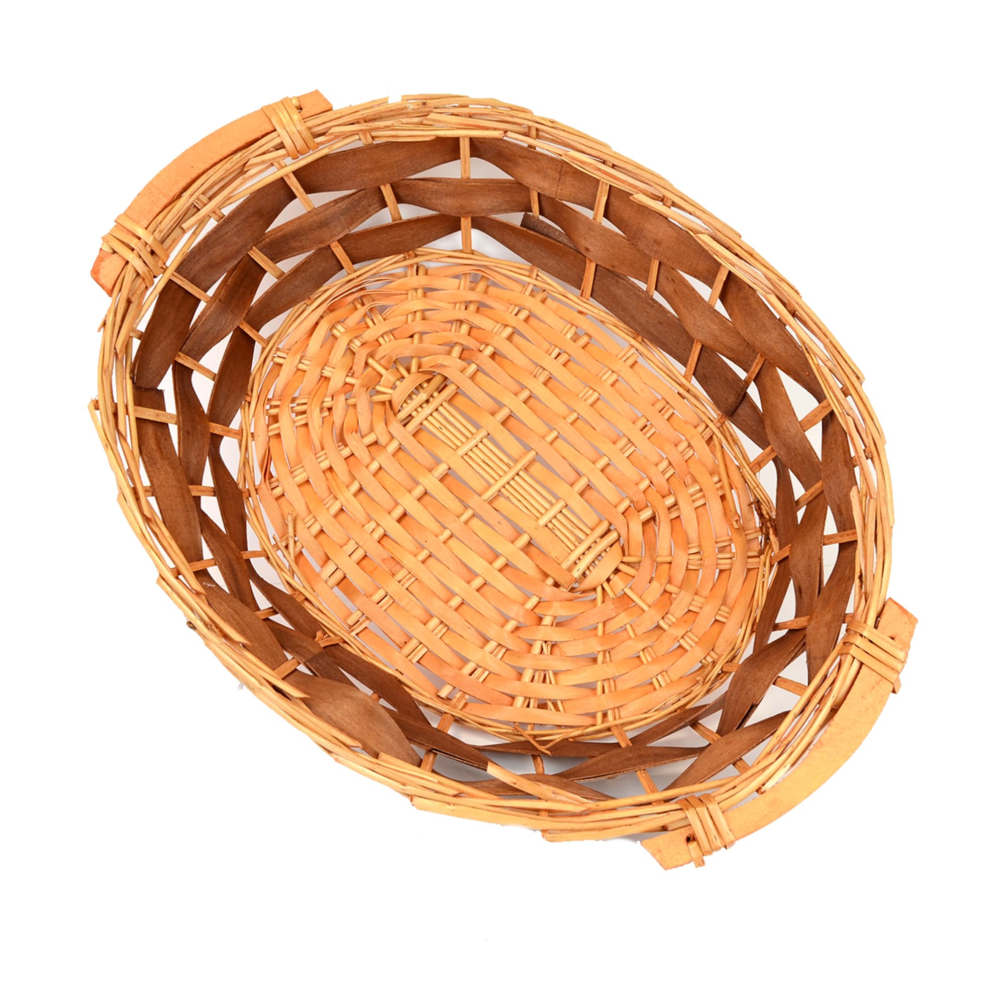 PZ 2 CESTA OVALE IN VIMINI COLORE MARRONE MEDIO CM 51 X 38 H 12 PER CONFEZIONI REGALO NATALE, FESTIVITà, CESTO REGALO ADDOBBI