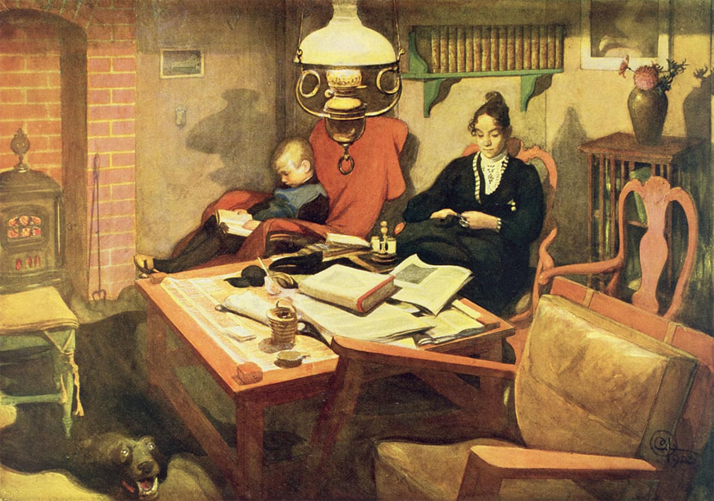 SERENDIPITP Retro Picture Poster Wall Art Pictures Painting Evening light, Pub. in 'lasst licht hinin by Carl Larsson Wall Art Canvas Print for Wall Decor 60x90cm