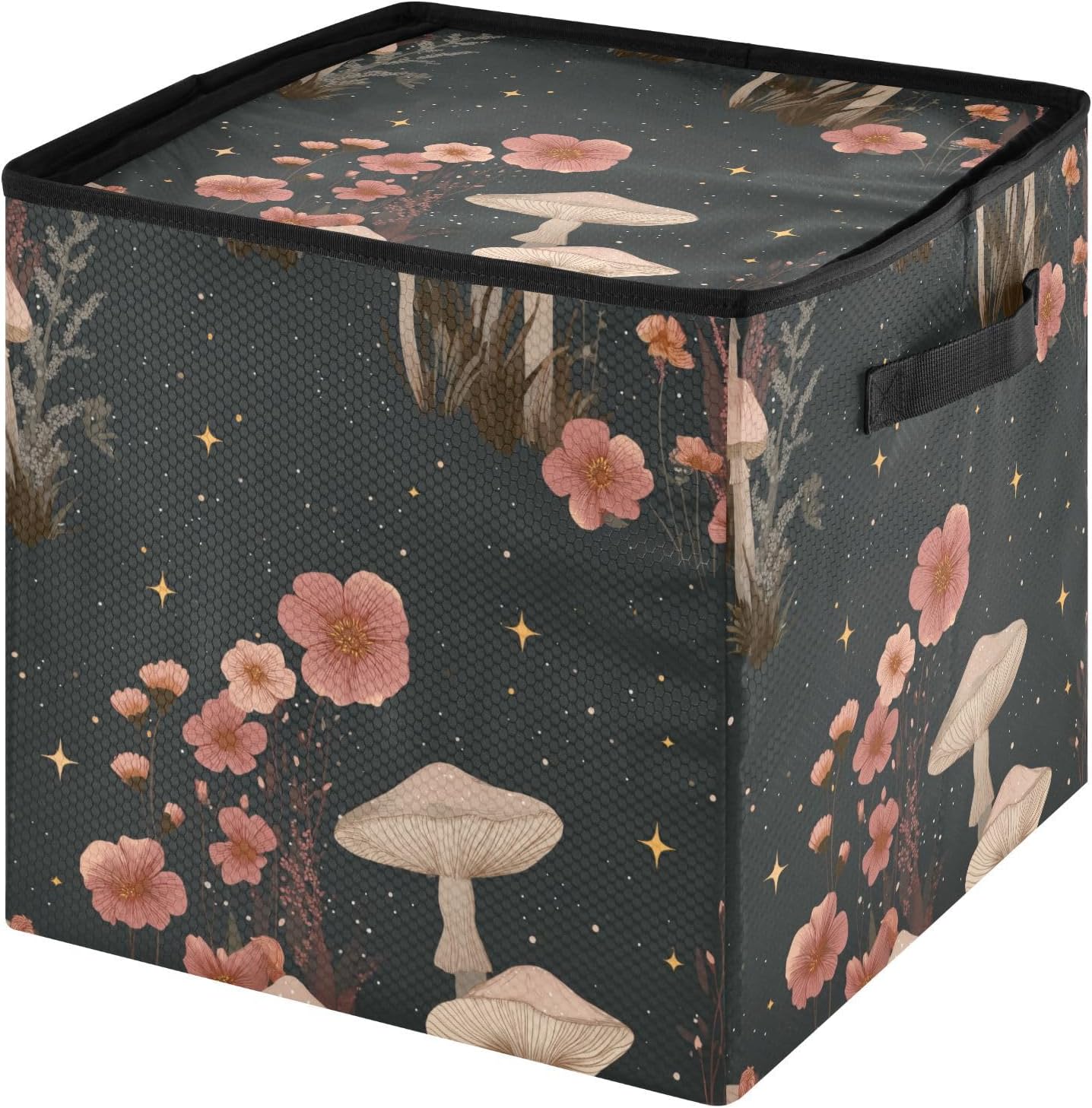 OTVEE Christmas Ornament Storage Box Holiday Decoration Organizer Stores upto 64 Holiday Ornaments Adjustable Dividers Tear-Proof Fabric Whimsical Mushroom Night Decor