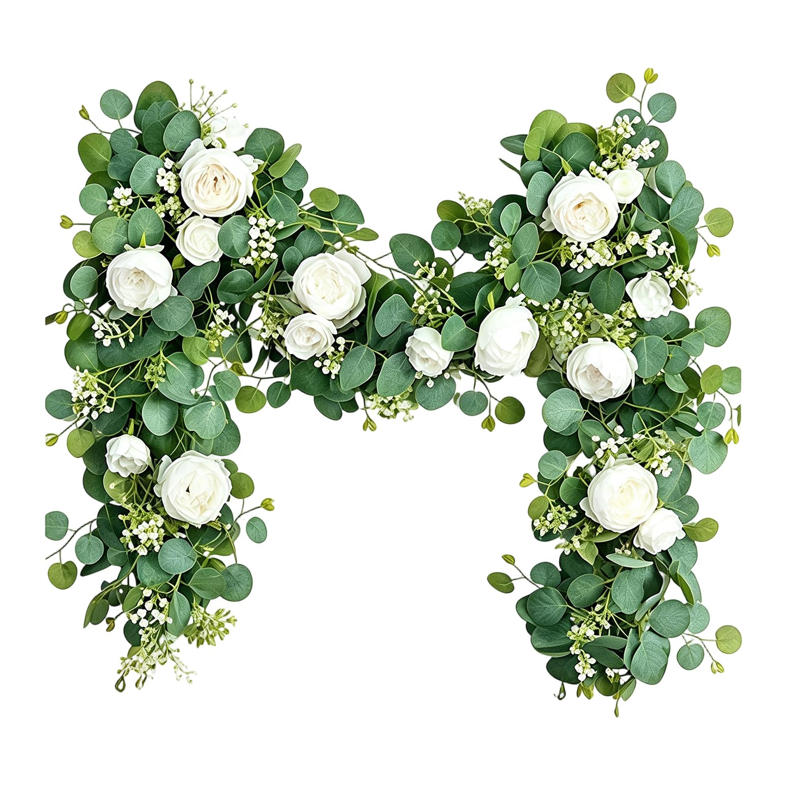 Arch Flower Garland 70.8in Artificial Peony Vine with Greenery and Small White Floral Accents for Ceremony Backdrops Bridal Arch Vine Reception Flowers Ceremony Backdrop Greenery Strand Floral Swag