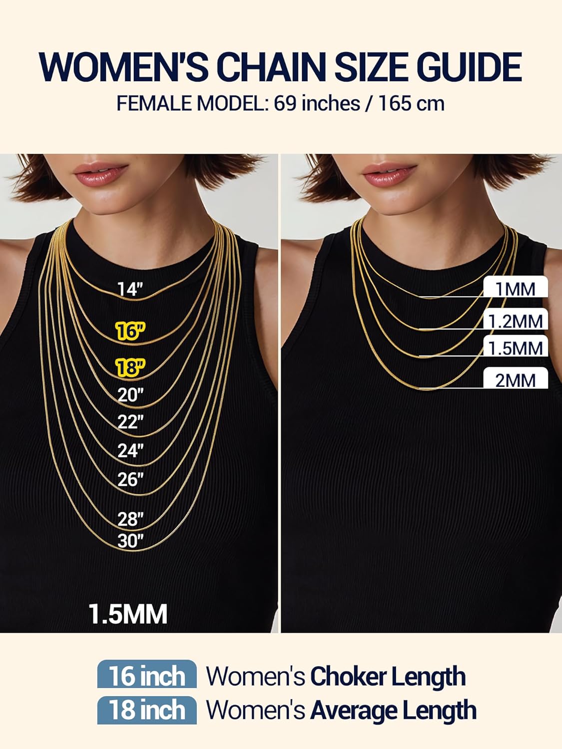 PROSTEEL Round Snake Chain Necklace for Women, 14K Gold/Rose Gold/Silver/Black Chain with Lobster Clasp, 1MM/1.2MM/1.5MM/2MM Womens Gold Necklace Thin Non Tarnish Trendy Jewlry Gifts - Image 6