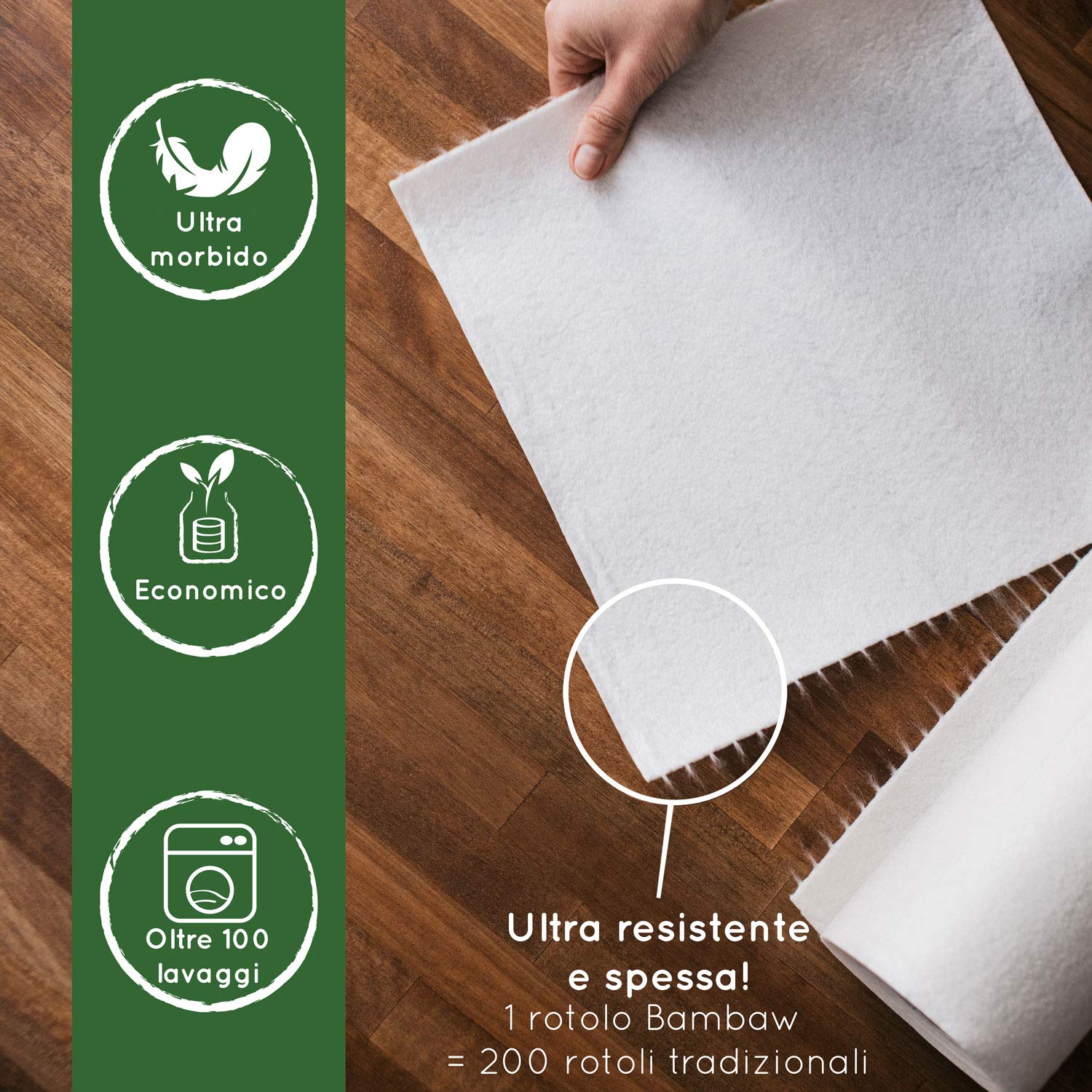 Rotolo Di Panno In Microfibra Riutilizzabile, Altamente Assorbente, Senza Pelucchi, Lavabile, Ideale Per Casa, Auto E Ottici, 80% Poliestere 20% Poliammide
