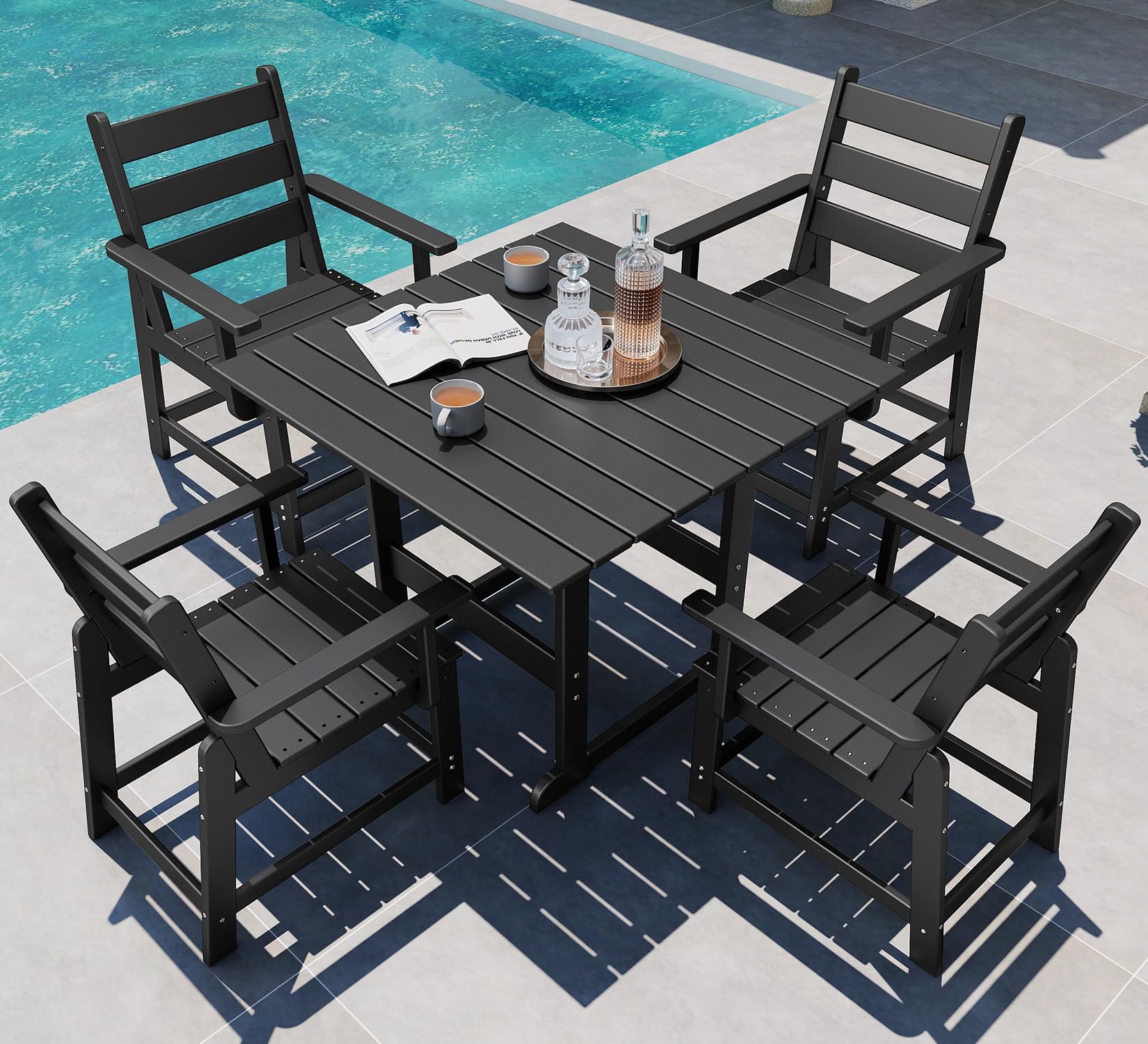 GREENVINES Black HDPE Set with Removable Armrests