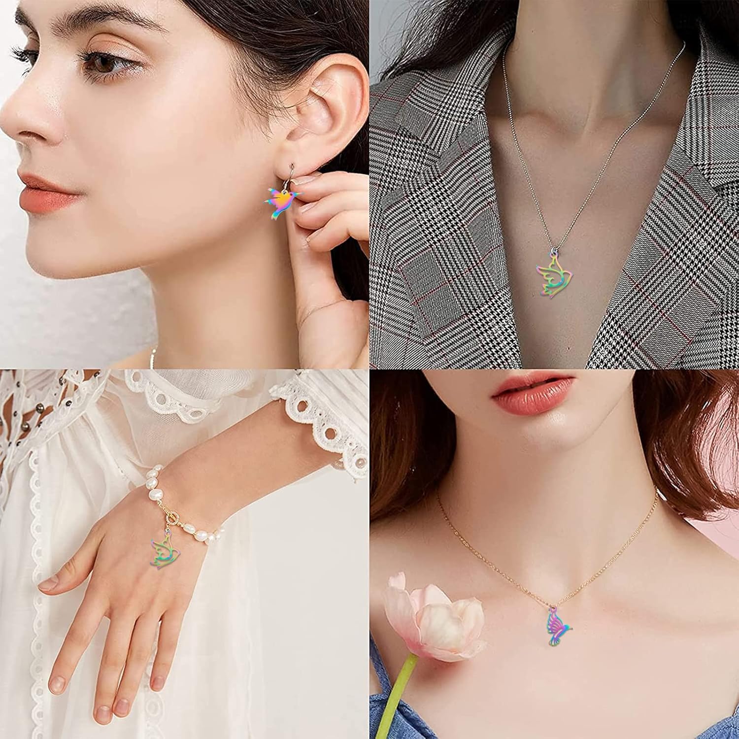 DICOSMETIC 24pcs 3 Styles Hollow Animal Charms Stainless Steel Pigeon Charms Rainbow Color Bird Charms Hummingbird Charms Etched Metal Embellishments for Jewelry Making, Hole:1.5mm - Image 6