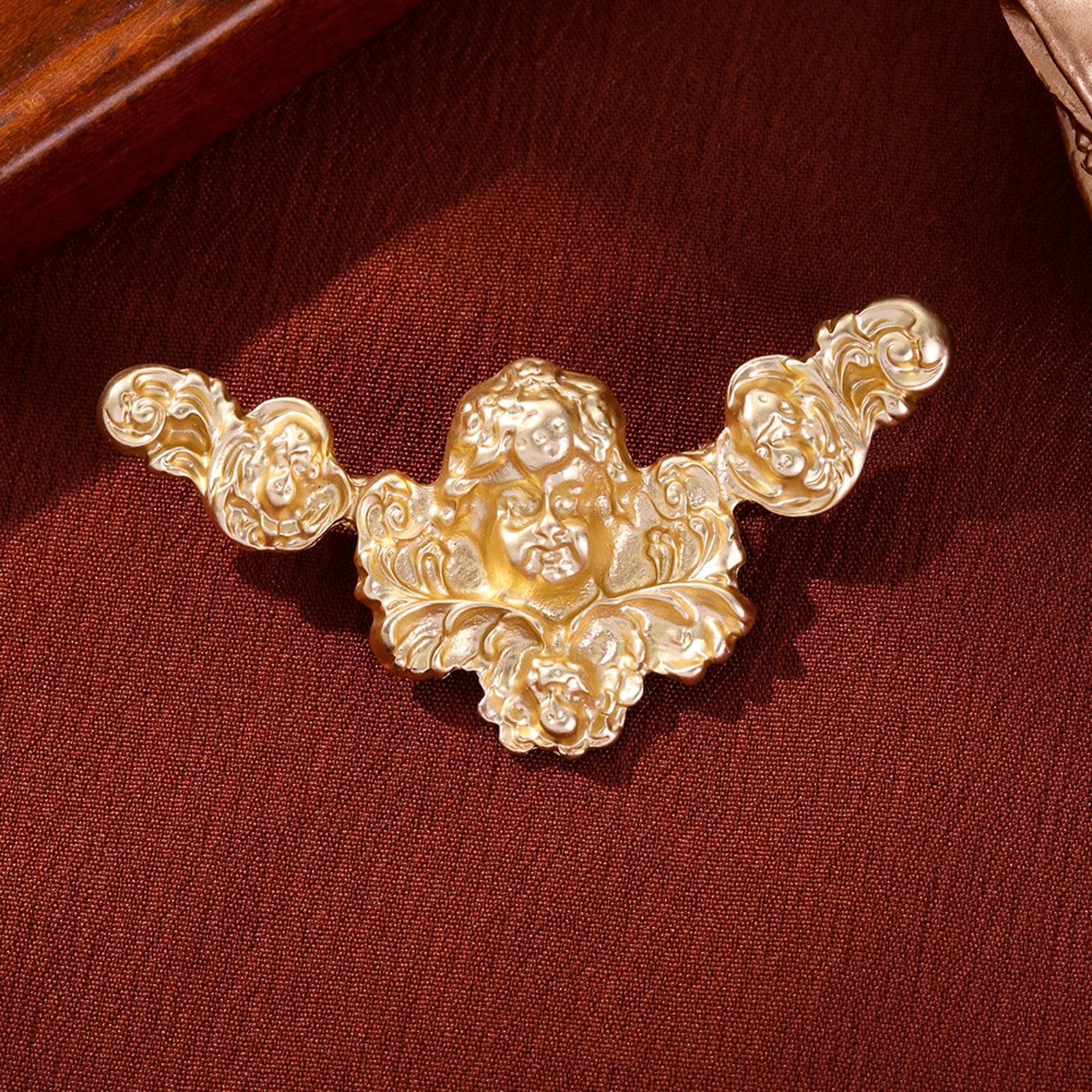 Broche Vintage con diseño de ángel clásico y Cabeza Humana, 6 cm, aleación de Zinc, Oro Mate, para Solapa, Ideal para Trajes, Abrigos, Sombreros y Bolsos.