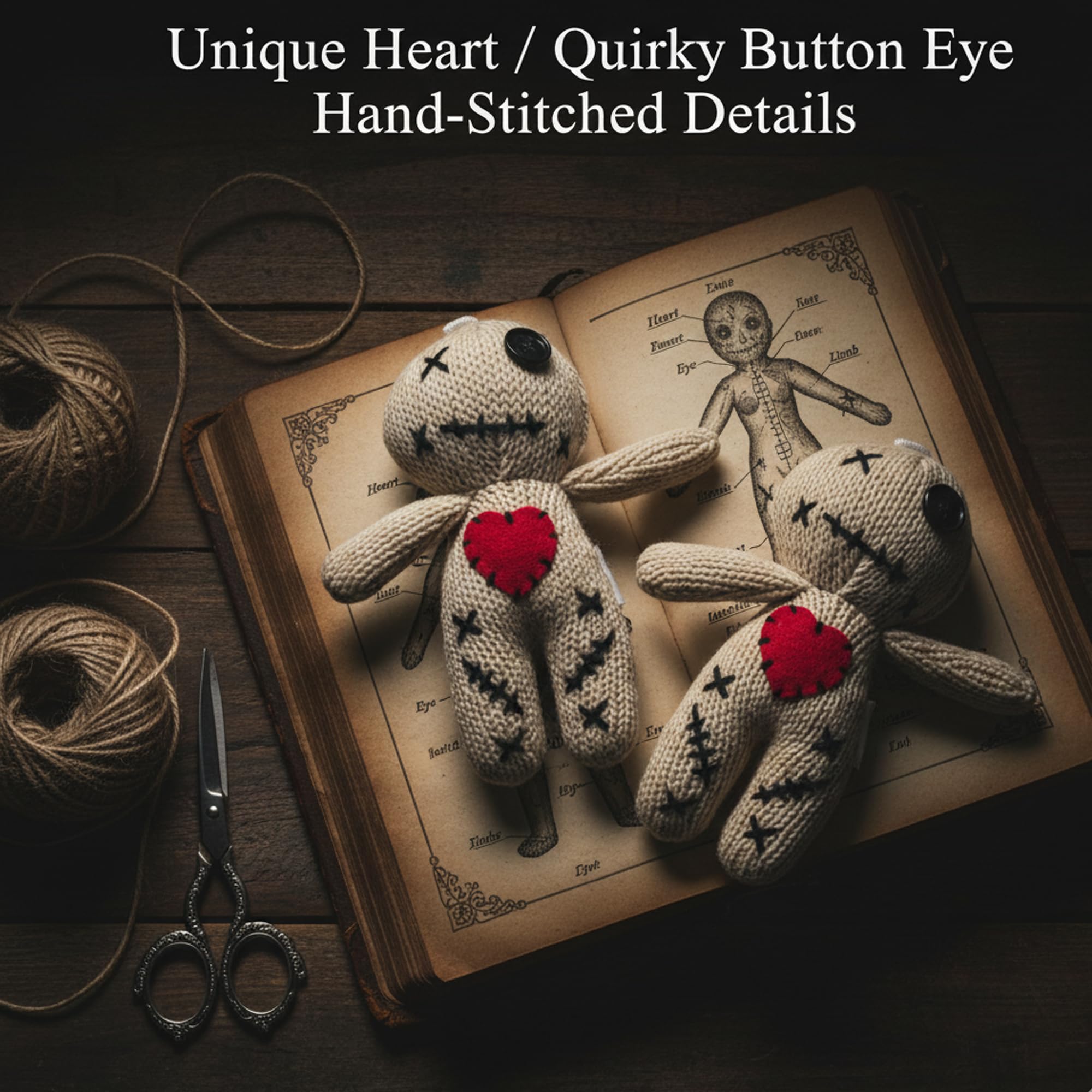 DKUUPEX Voodoo Doll with 18 Pins, Creepy Horror Plush Stress