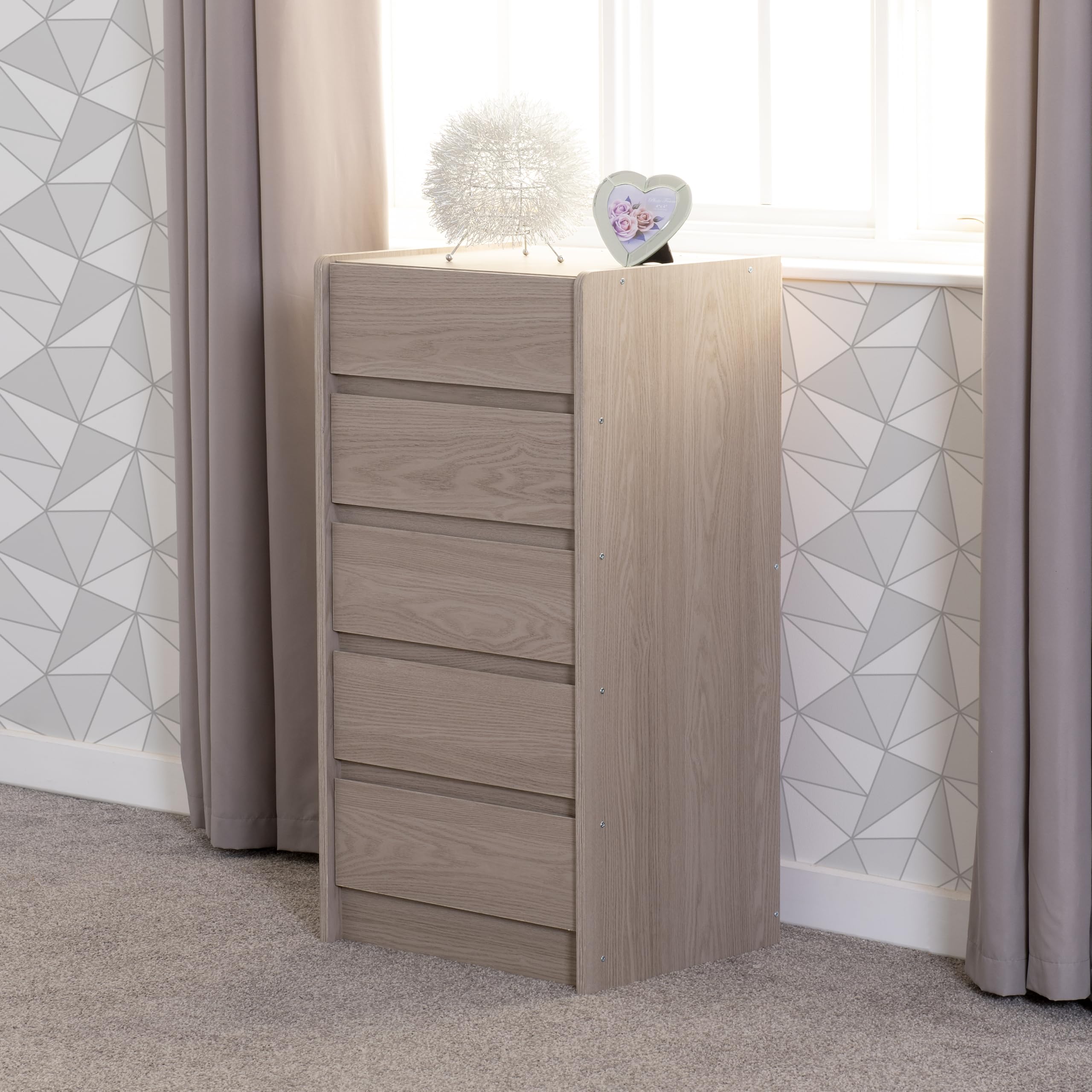 Seconique Paris 5 Drawer Chest in Smoked Ash Effect