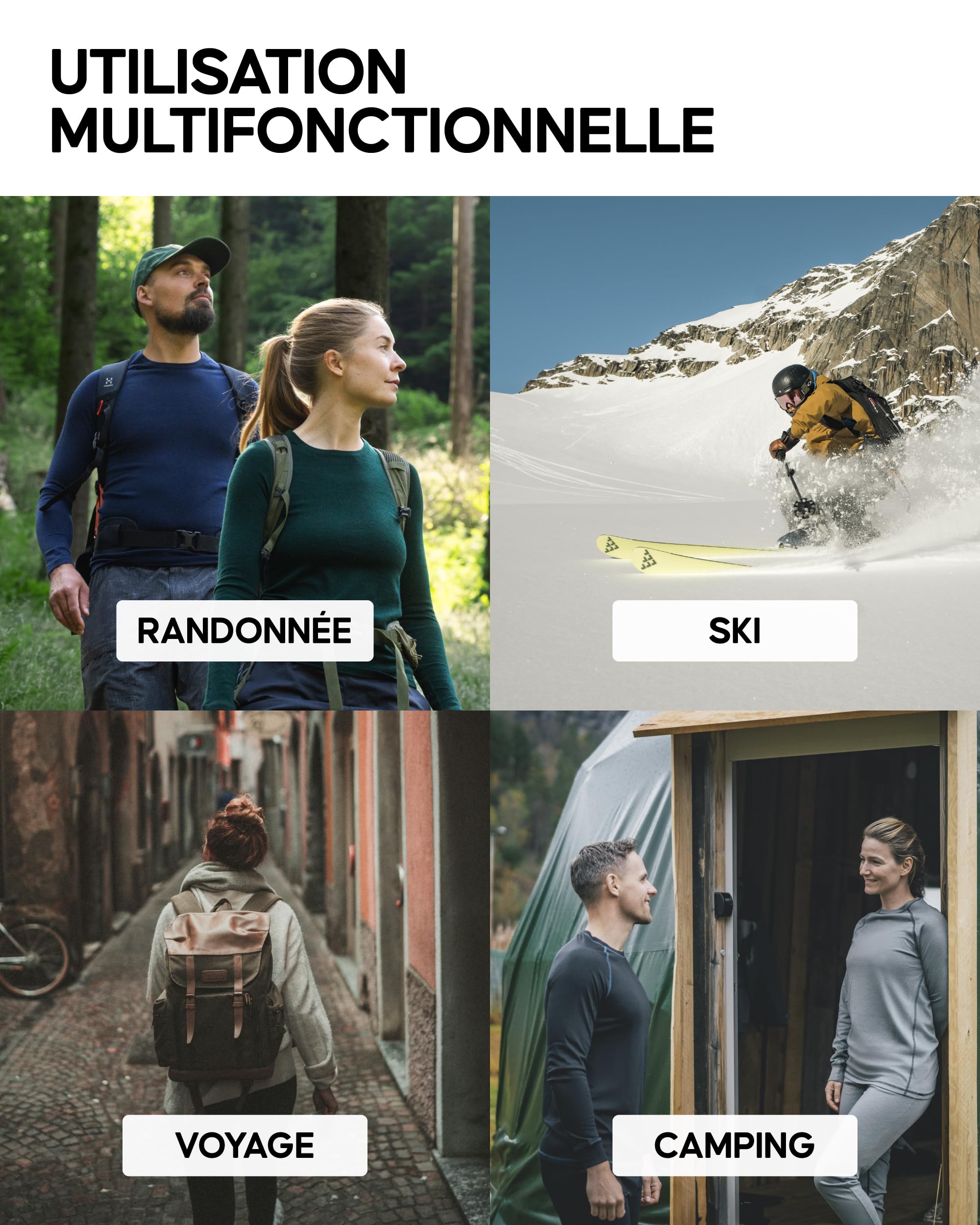 DANISH ENDURANCE sous-vêtements Thermiques pour Hommes et Femmes, Ensemble de sous-Couches, Recyclé, Bas et Haut à Manches Longues, Unisexe