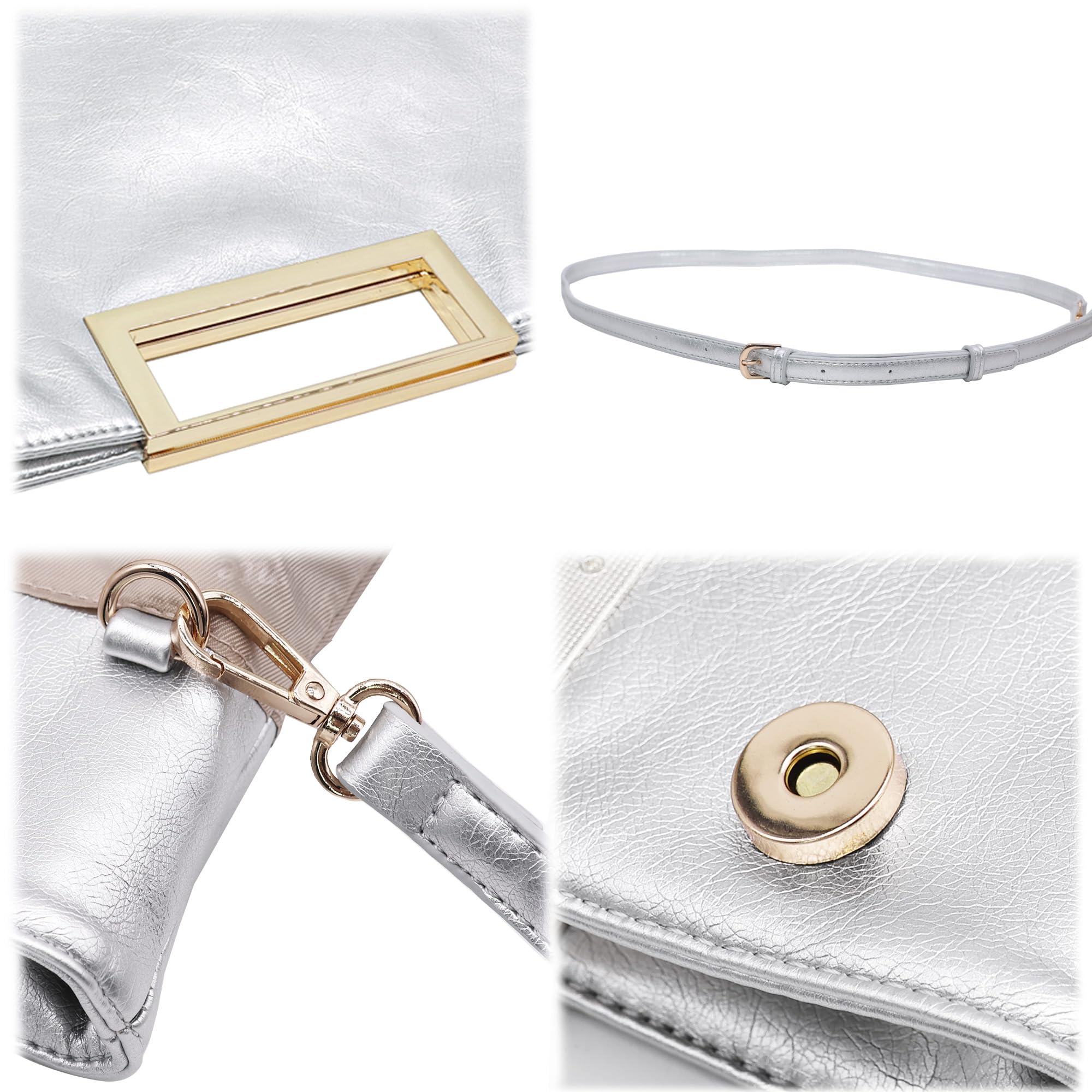 Bolso de mano para mujer, formal, casual, brillante, de piel sintética, con asa, para graduación, cóctel, boda
