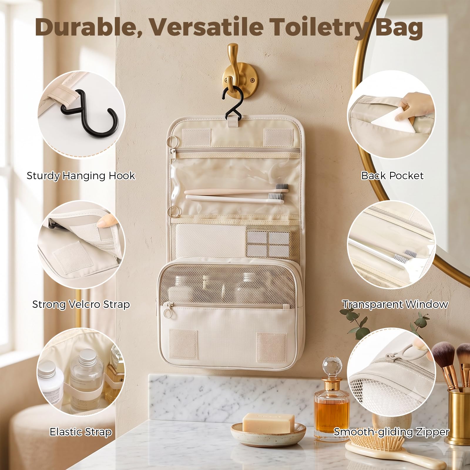LANSKLBD 4/6/8/10 Set Packing Cubes for Suitcases Travel Luggage Packing Organizers,Travel Accessories Essentials Luggage Organizer with Shoe/Tioletry/Laundry Bag (Beige, 10 set) view 9