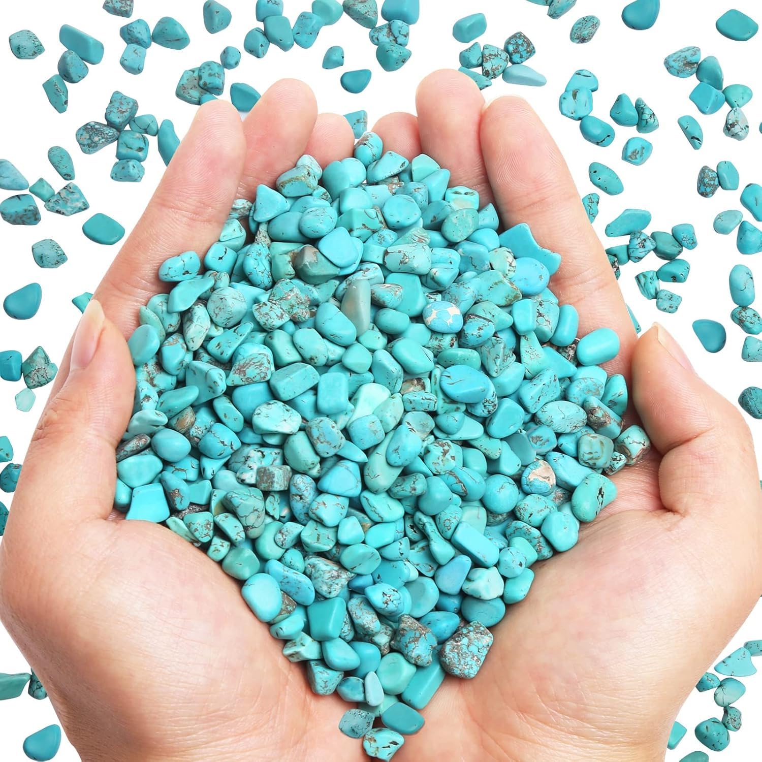 QICQDRAM Polished Gem Stones Rocks Howlite Turquoise Crystals Natural 2LB