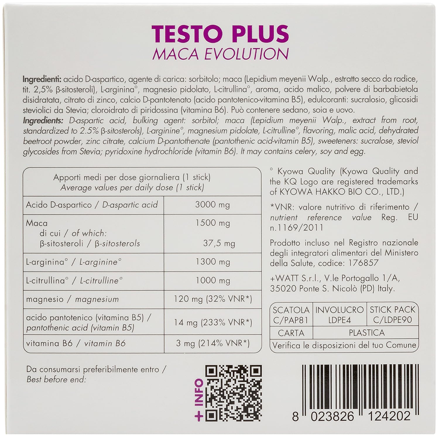 Testo Plus Maca Evolution - Integratore Alimentare a Base di Acido D-aspartico, Maca, L-arginina, L-citrullina, magnesio, zinco e vitamine B5 e B6 per Resistenza e Performance Fisica
