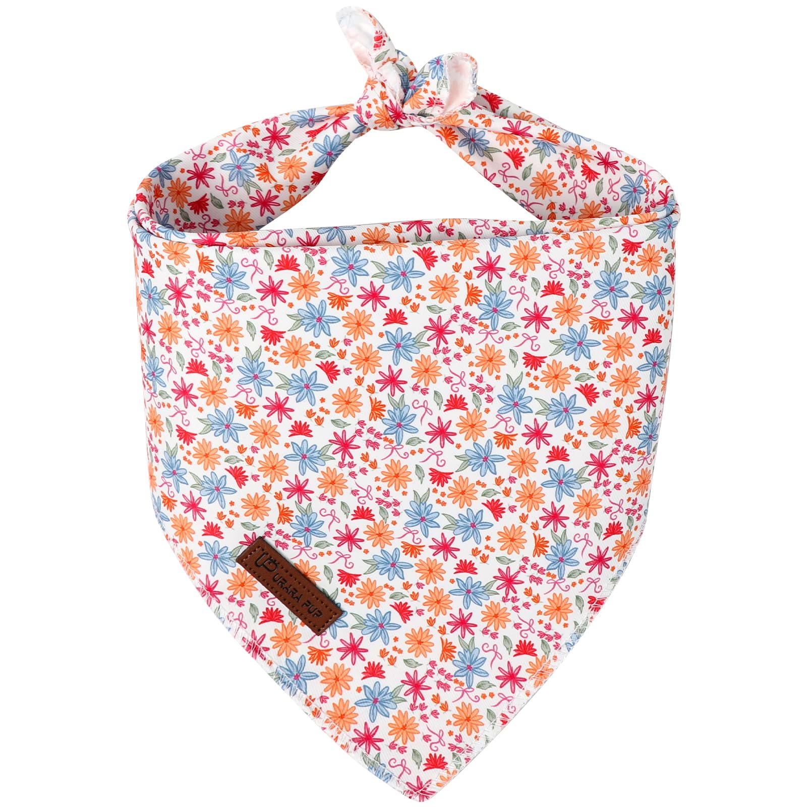 UP URARA PUP Floral Dog Bandana, Summer Flower Puppy Bandana for Small Medium Dog, Cotton Colorful Blossom Pet Triangle Bid Scarf Kerchief for Girl Boy Dogs or Cats