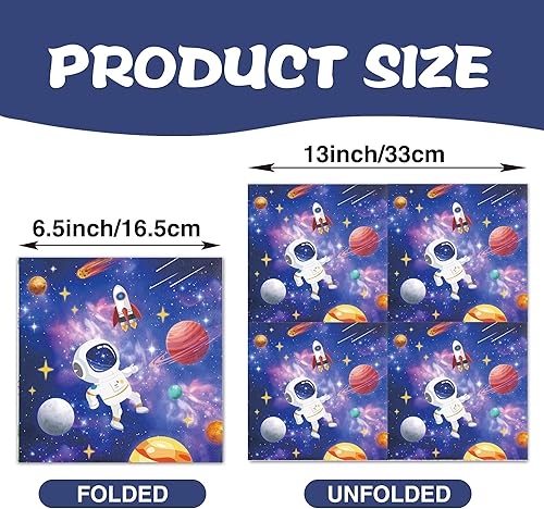 Miniatura 2 de Servilletas de fiesta del espacio exterior, 40 servilletas desechables del espacio exterior, suministros de fiesta de astronauta, decoraciones de