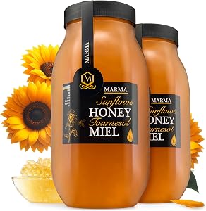 HONIGMA® Marma Sunflower Honey | Authentic Raw Honey from Ukraine | 100% Pure, Unpasteurized & Fully Crystallized | 1000g/35.2oz | Naturally Solid Texture | Pack of 2