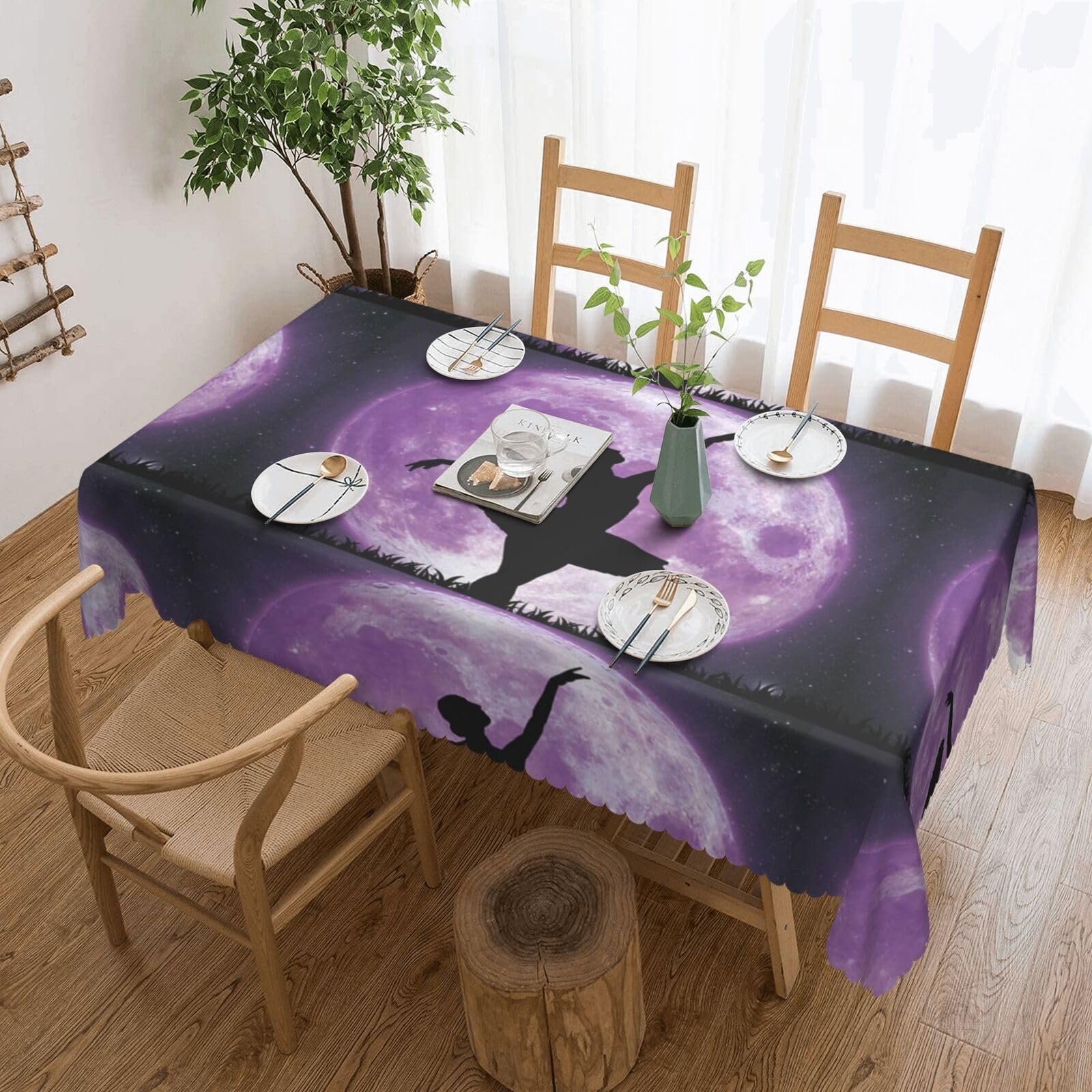 WURTON Ballerina Dance Print Rectangle Tablecloth Dining/Party/Indoor/Outdoor, Thanksgiving/Christmas Parties