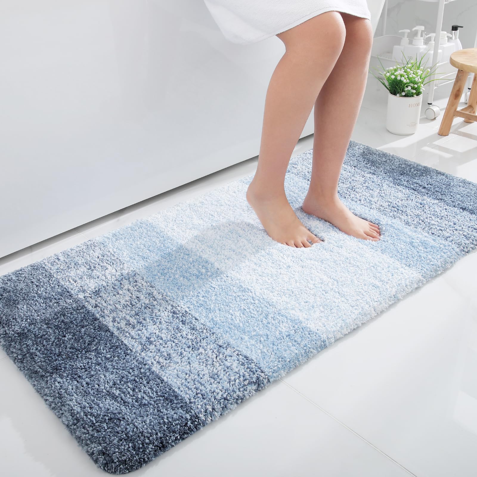 OLANLY Bathroom Runner Rugs 40x24, Extra Soft Absorbent Microfiber Bath Rugs, Rubber Backing, Quick Dry, Machine Washable Bath Mats for Bathroom Floor