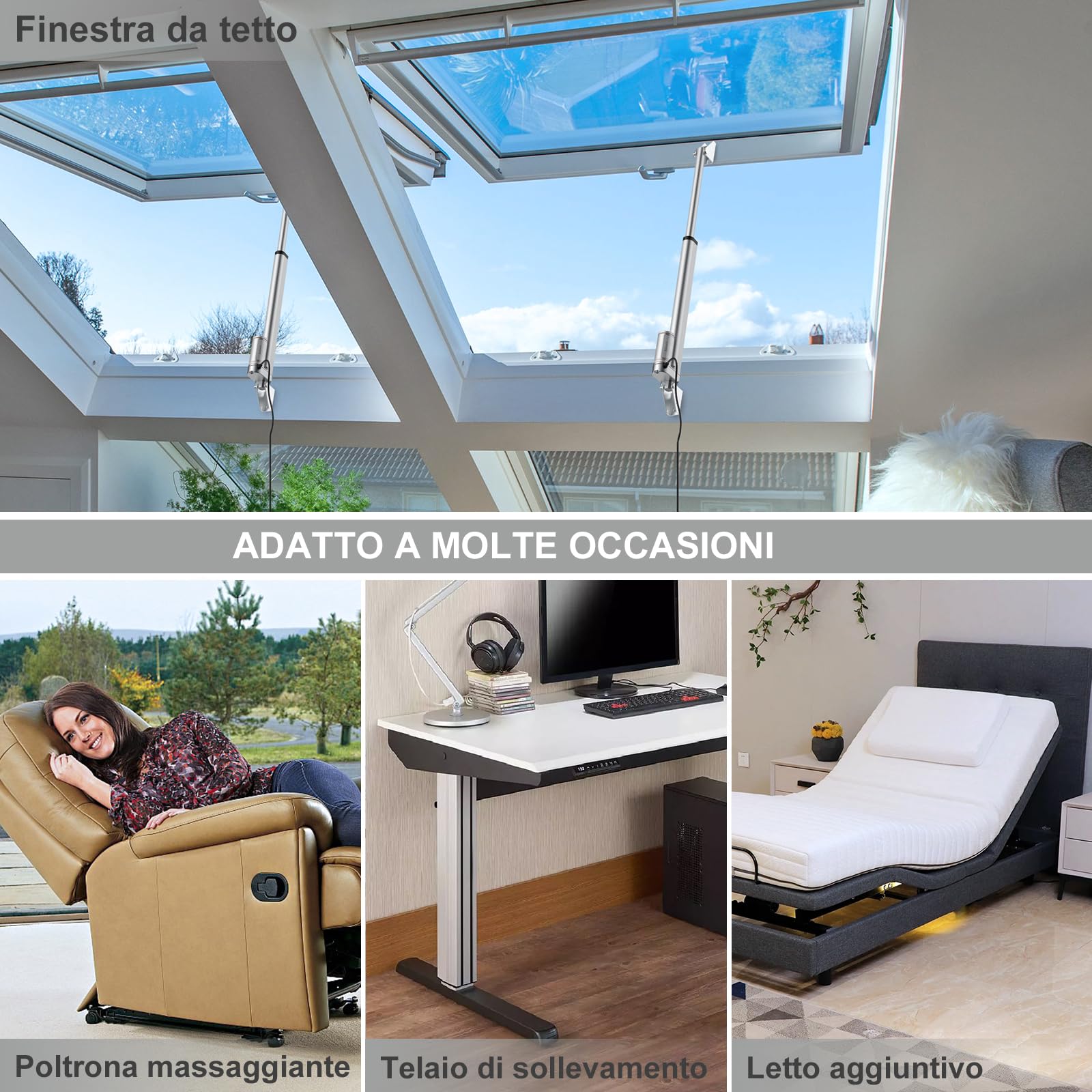 Justech 12v DC 750N 250mm Attuatore Lineare Multifunzione Motore per Automazione Medicale Piccolo Corsa di Sollevamento Servizio Gravoso Massimo (250mm) per Uso Elettrico Medico