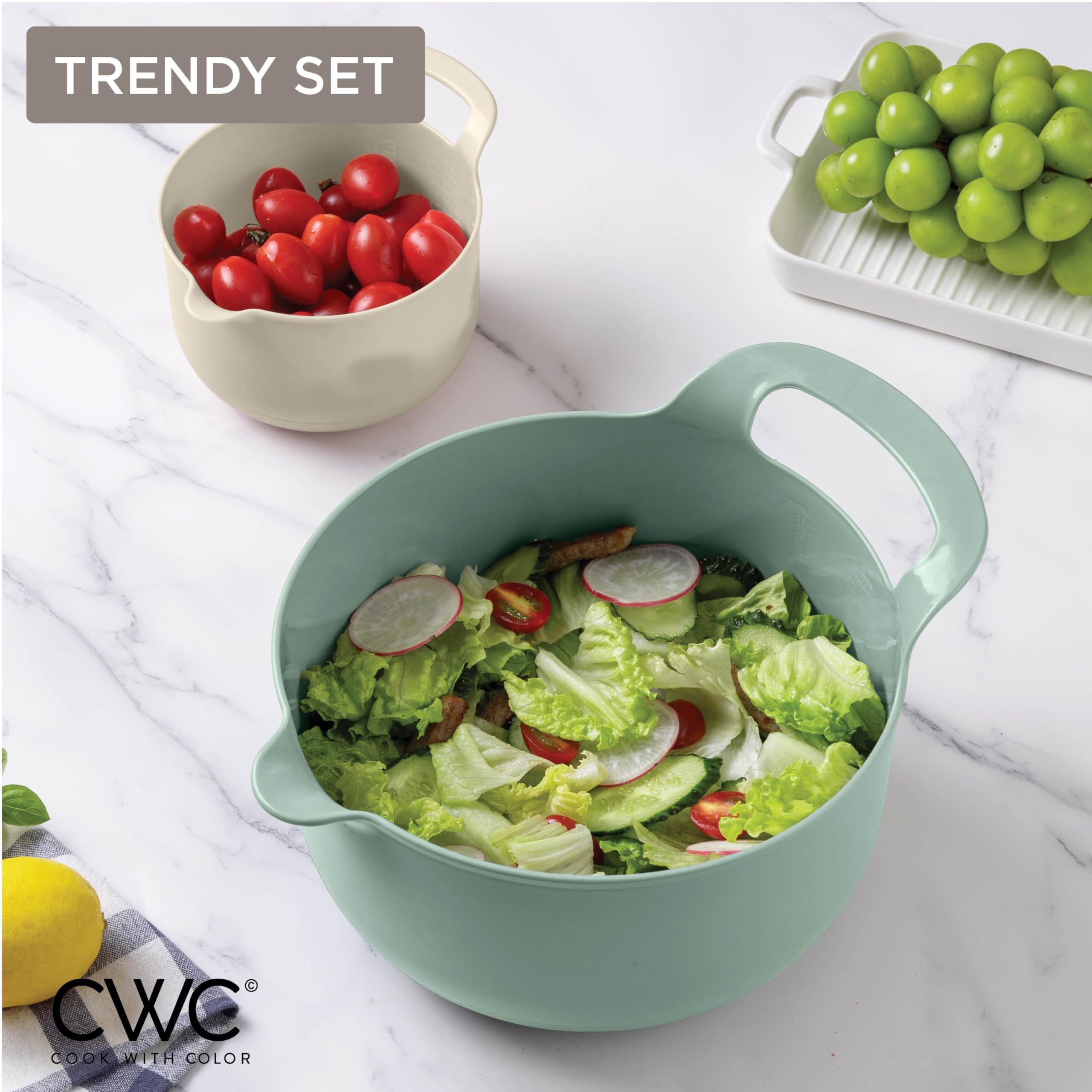 Amazon.com: COOK WITH COLOR Nesting Plastic Mixing Bowl Set with
