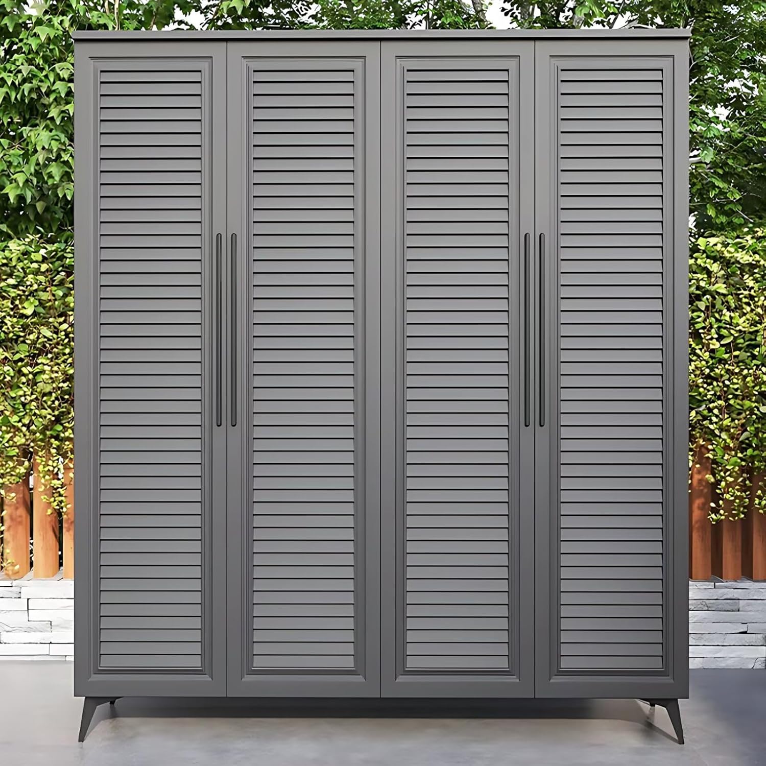 Outdoor Kitchen Cabinet - Cabinet with Countertop Includes Modern Grey Design,Durable Outdoor Storage Unit Includes Stripe Design & Large Storage Space(78.74IN)