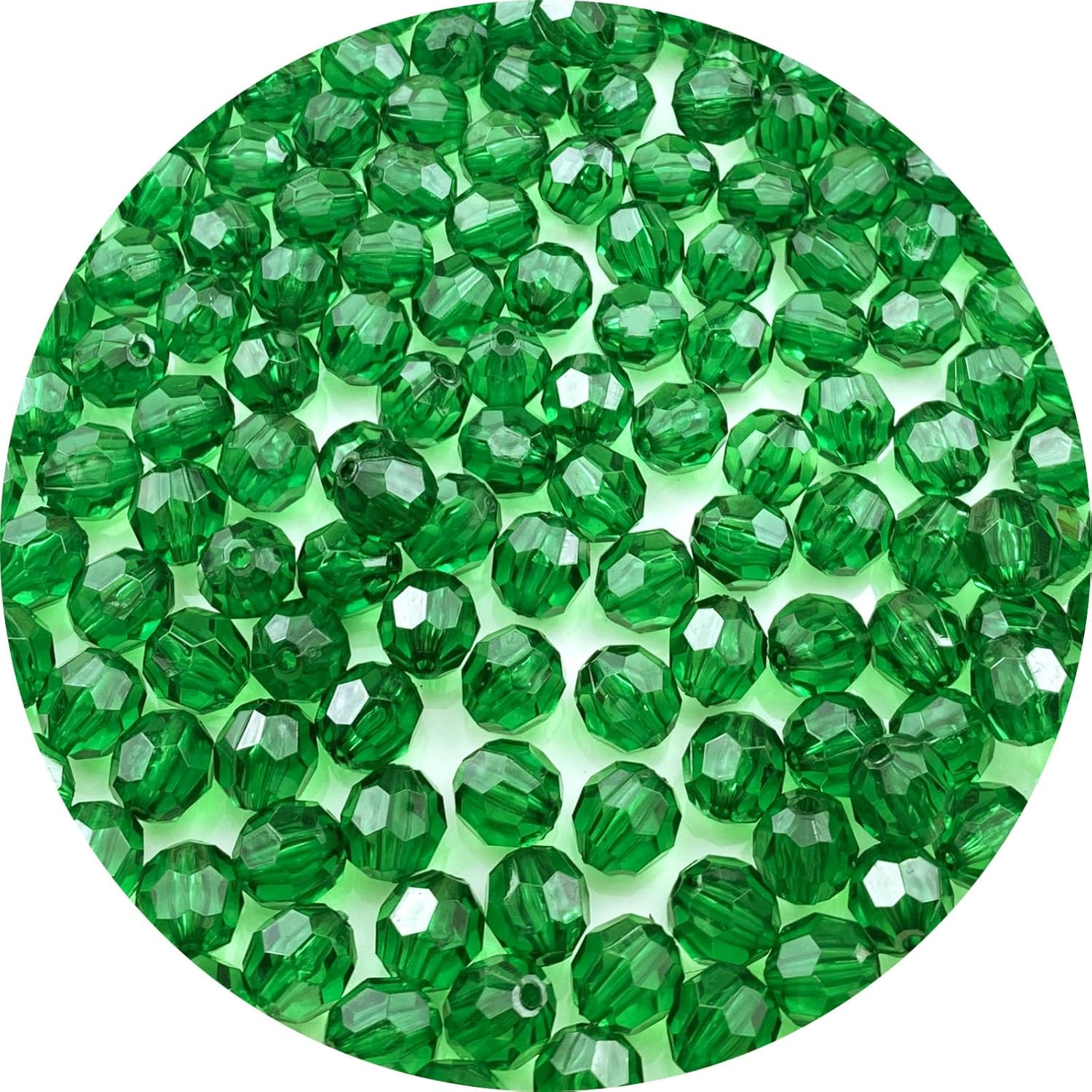 800pcs 6mm Acrylic Round Faceted Beads Colorful Crystal Plastic Spacer Beads Loose Beads for DIY Craft Making Necklace Bracelet Earring Wind Chimes(Dark Green)