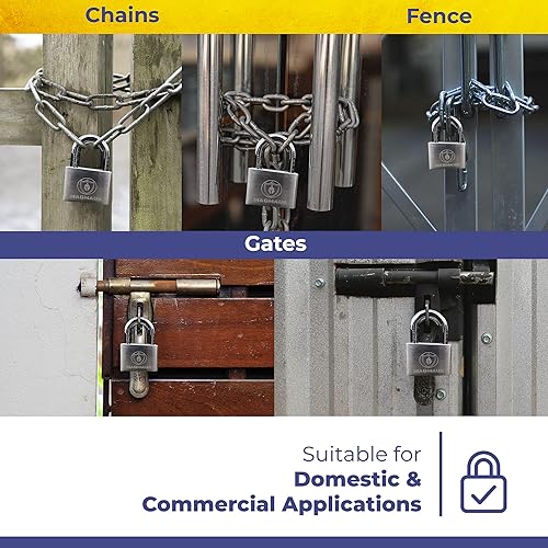 Miniatura 5 de PDE50 Cerradura resistente con 3 llaves grillete anticorte  acero inoxidable candado resistente a la intemperie para uso en exteriores  Ideal para