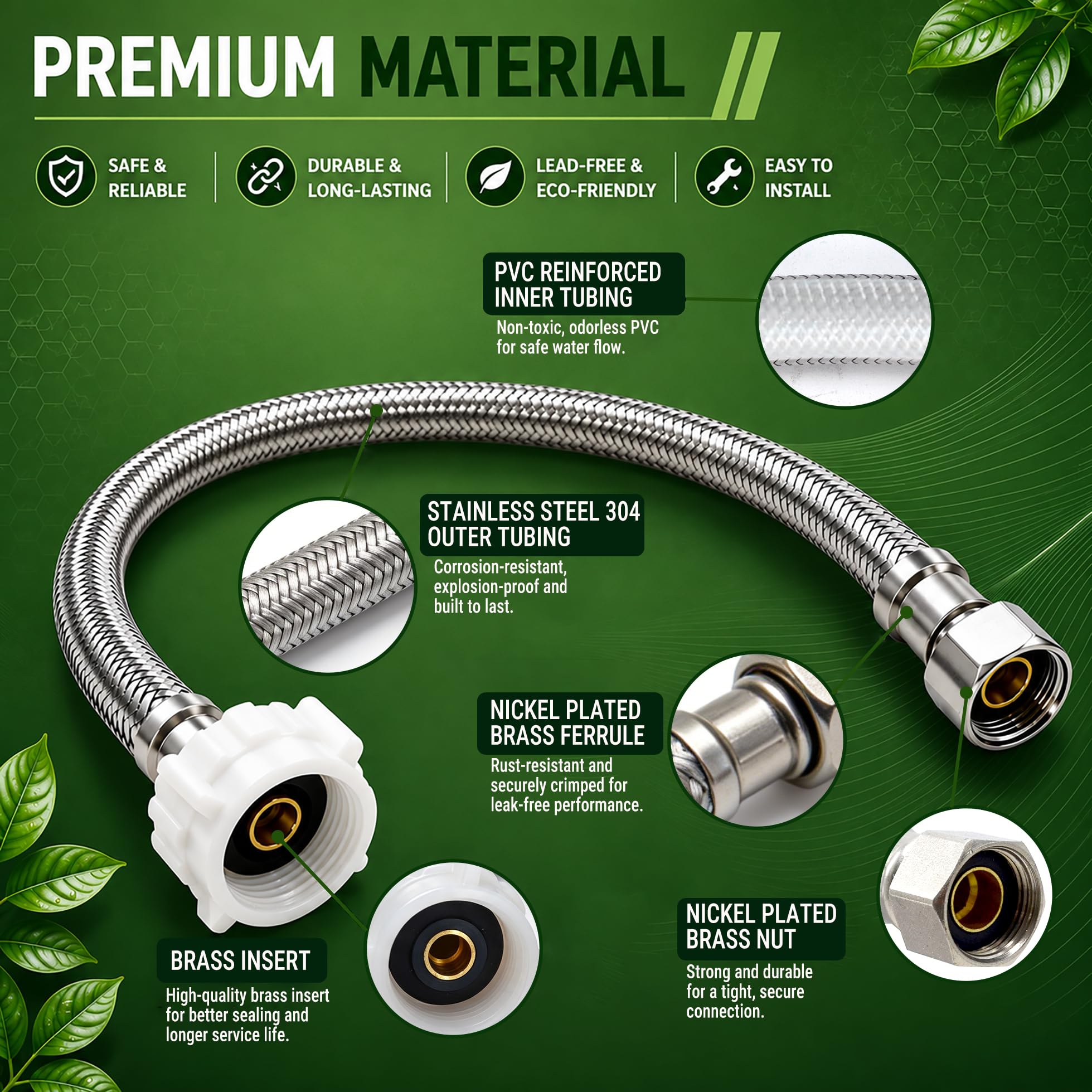 TT FLEX Toilet Supply Line Kit - 12" -4