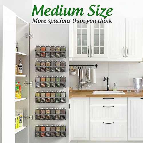 Miniatura 3 de Moforoco Organizador de 6 especias, organizador de despensa para puerta de gabinete, montaje en pared, estante de almacenamiento de despensa de