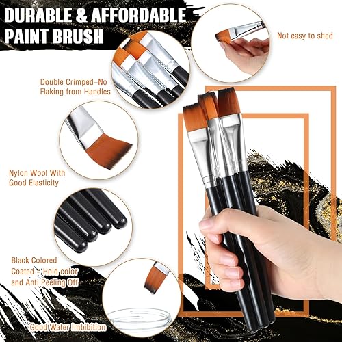 Miniatura 3 de Zonon 10 pinceles planos de pintura de 34 pulgadas, accesorios de manualidades, pequeños pinceles de pintura de acuarela, a granel para detalles de