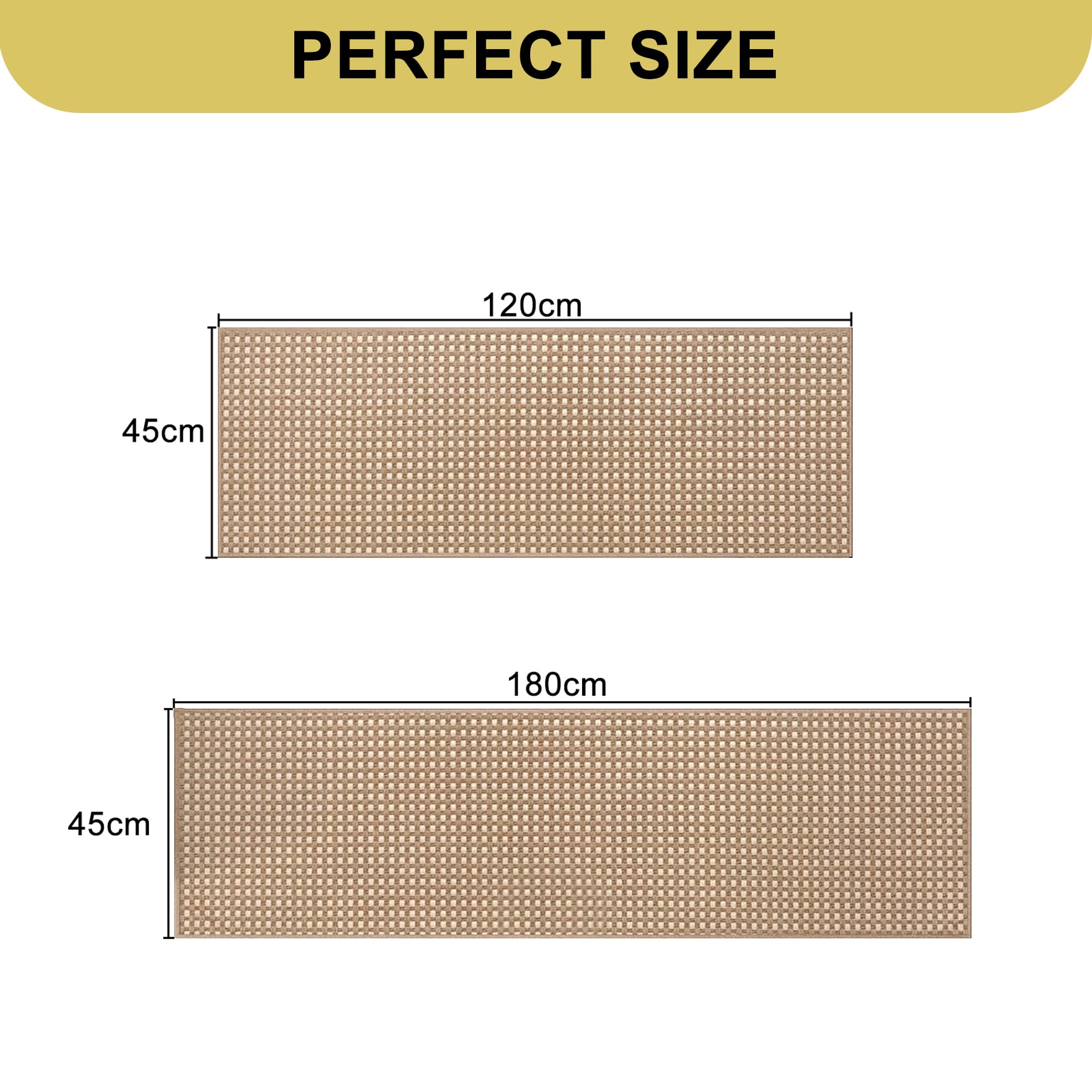 Tapis de Passage 45x180cm, Chenille Tapis Cuisine Devant Evier, Antidérapant et Lavable, Facile à Nettoyer pour Couloir, Buanderie, Salle de Bains, Marron