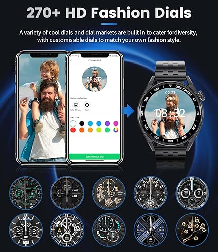 Miniatura 9 de Reloj inteligente para hombre (respuestahacer llamadas), pantalla táctil HD de 1.39 pulgadas, 100 modos deportivos, reloj inteligente impermeable