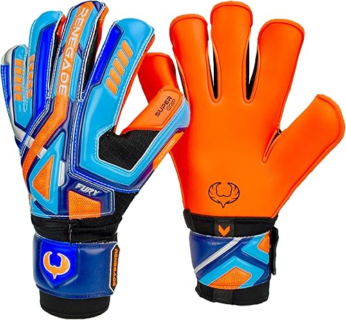 Renegade GK Fury - Guantes de portero de alto rendimiento, protección antimicrobiana (tallas 6-11, 7 estilos, nivel 4), protectores de dedo Pro-Tek
