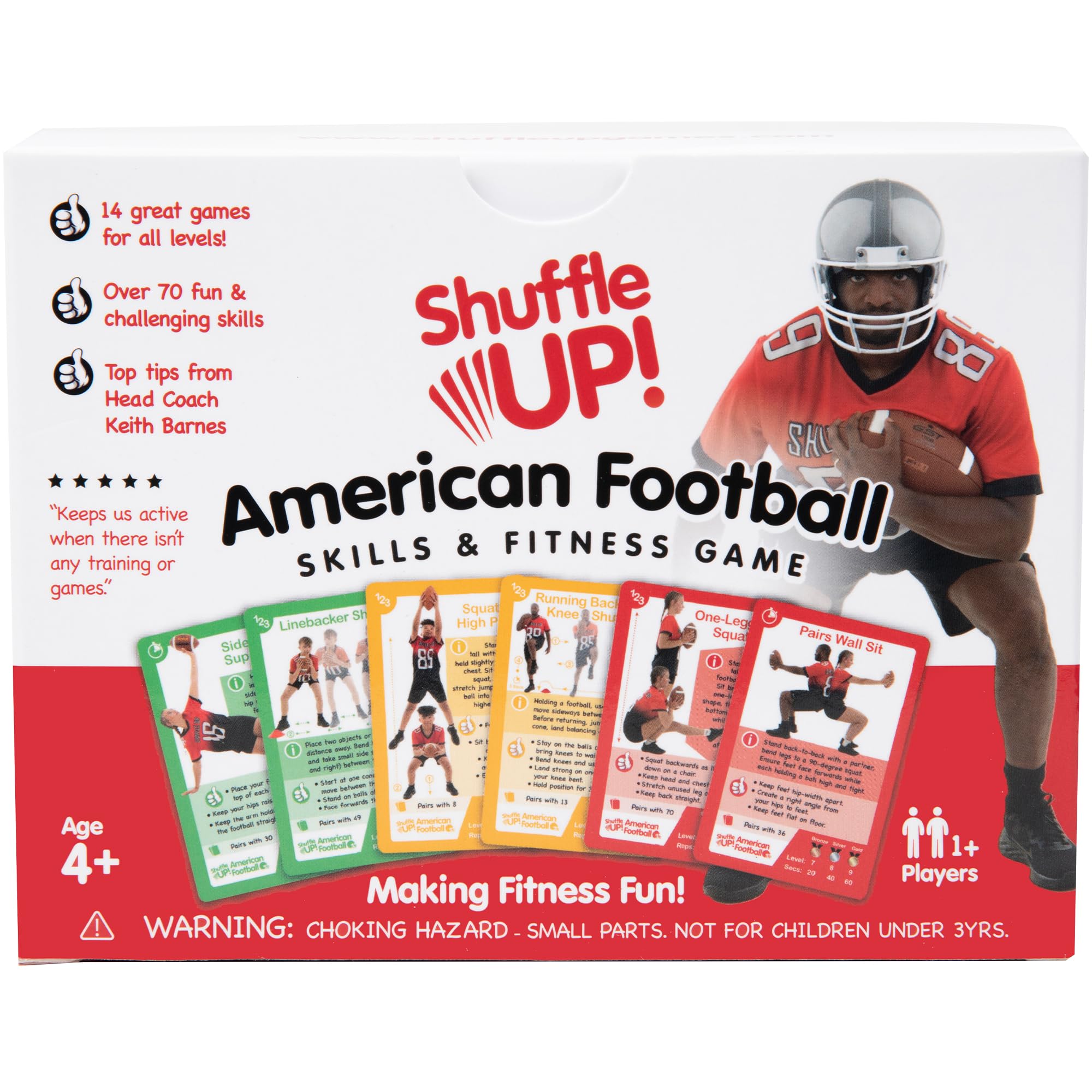 Shuffle Up American Football Card Game – Kids Outdoor Garden Games with 70+ Fun & Active Fitness Workout Cards, American Football Gifts for Boys & Girls, Fun Family Games
