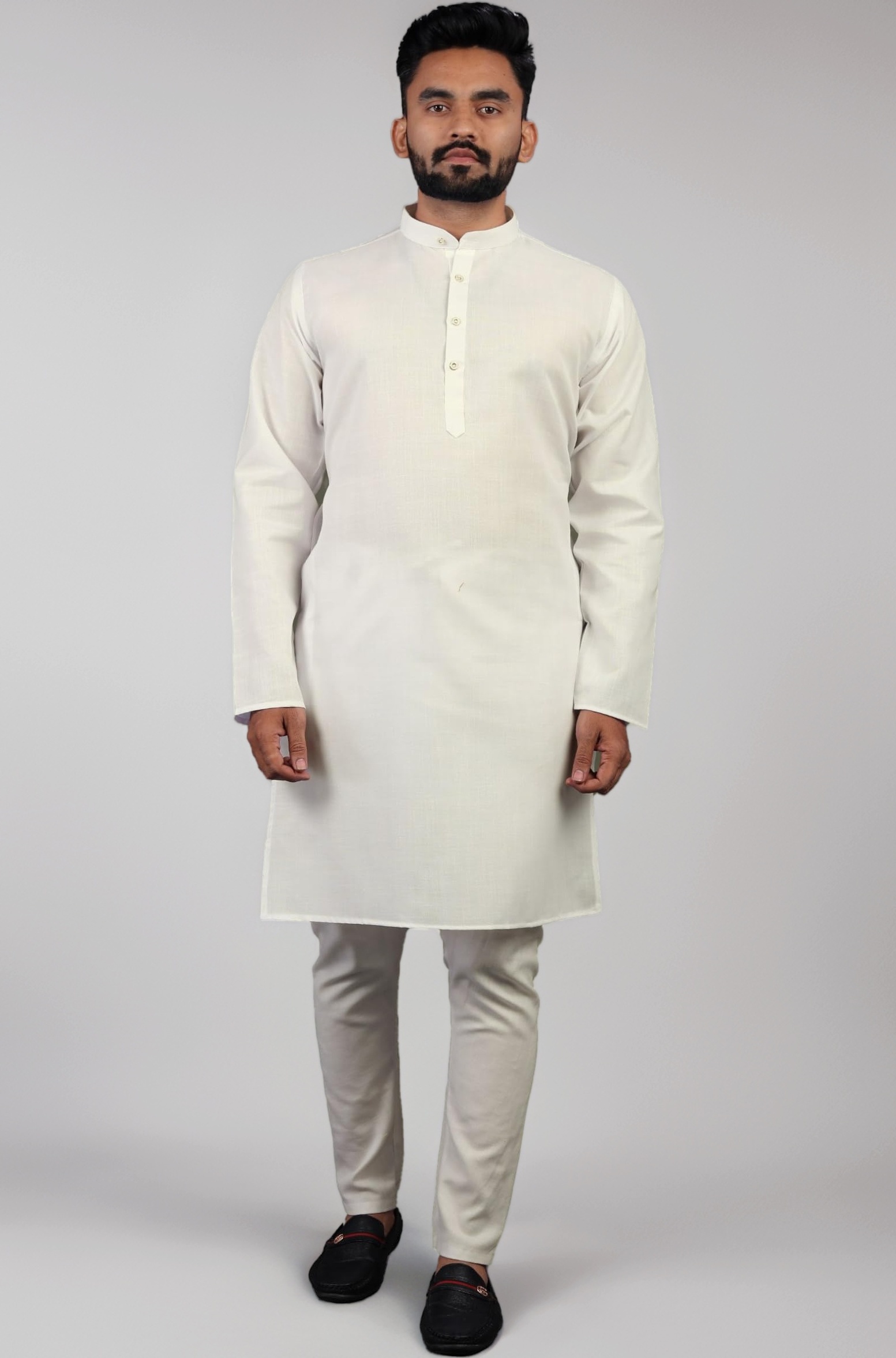 Enmozz® Multi Colored Cotton Plain Men's Ethnic Kurta Only