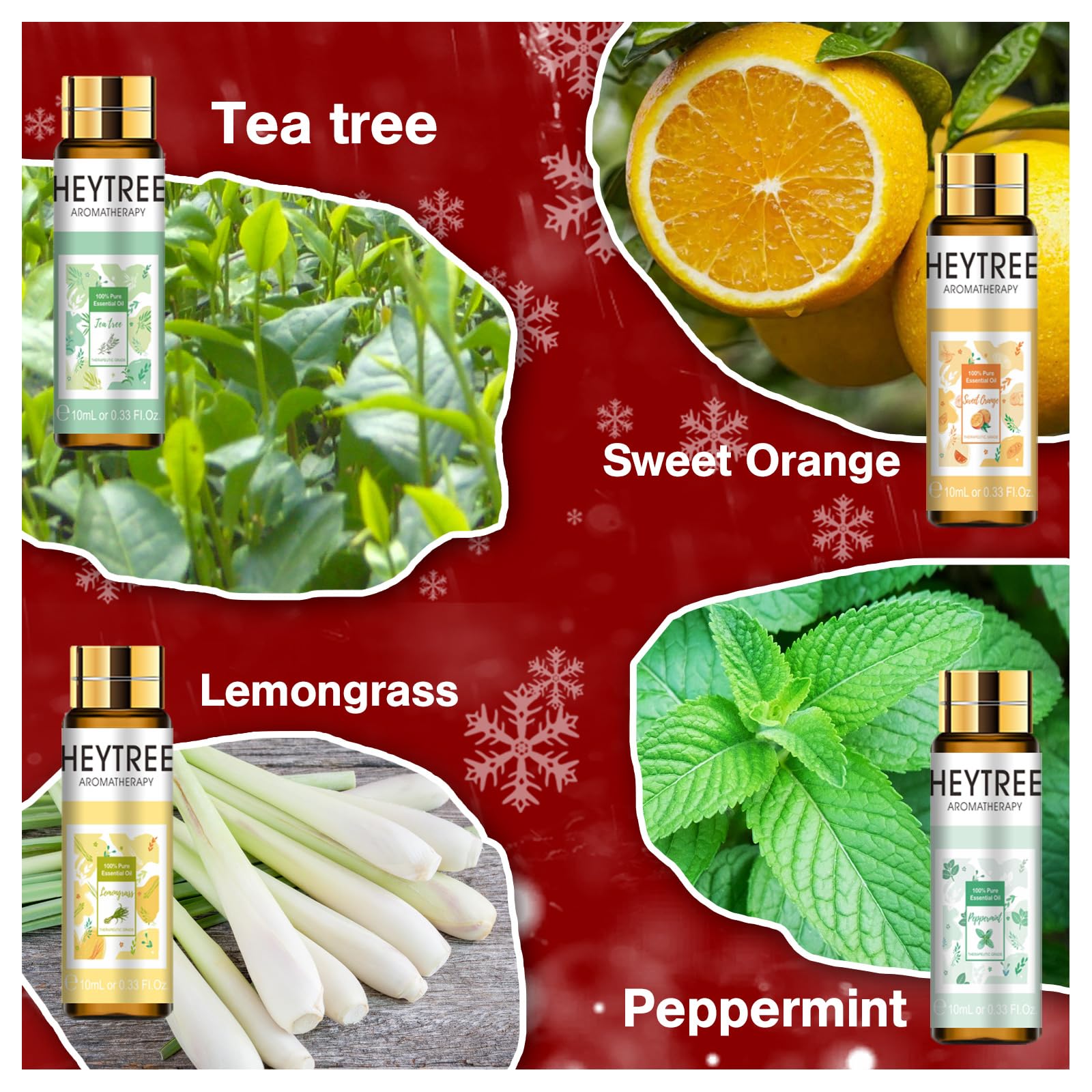 Aceites Esenciales Set 8 x 10ml, Aceites Puros de Aromaterapia Natural - Lavanda, Eucalipto, Árbol de Té, Vainilla, Menta, Hierba de Limón, Bergamota, Naranja