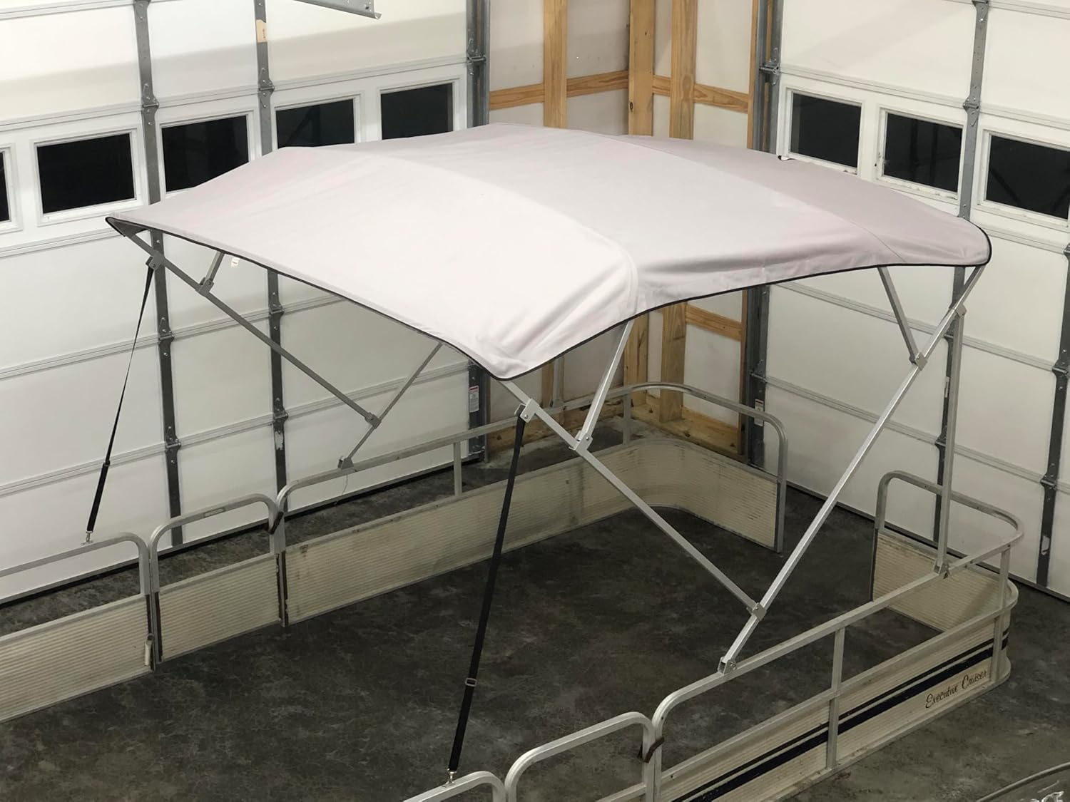 Replacement Bimini Top Canvas with Boot, Compatable with Godfrey SanPan 2500 Fits Factory Frame! Light Grey, 9' Long x 8.5' Wide, 16oz, by Cypress Rowe Outfitters, 4 Bow